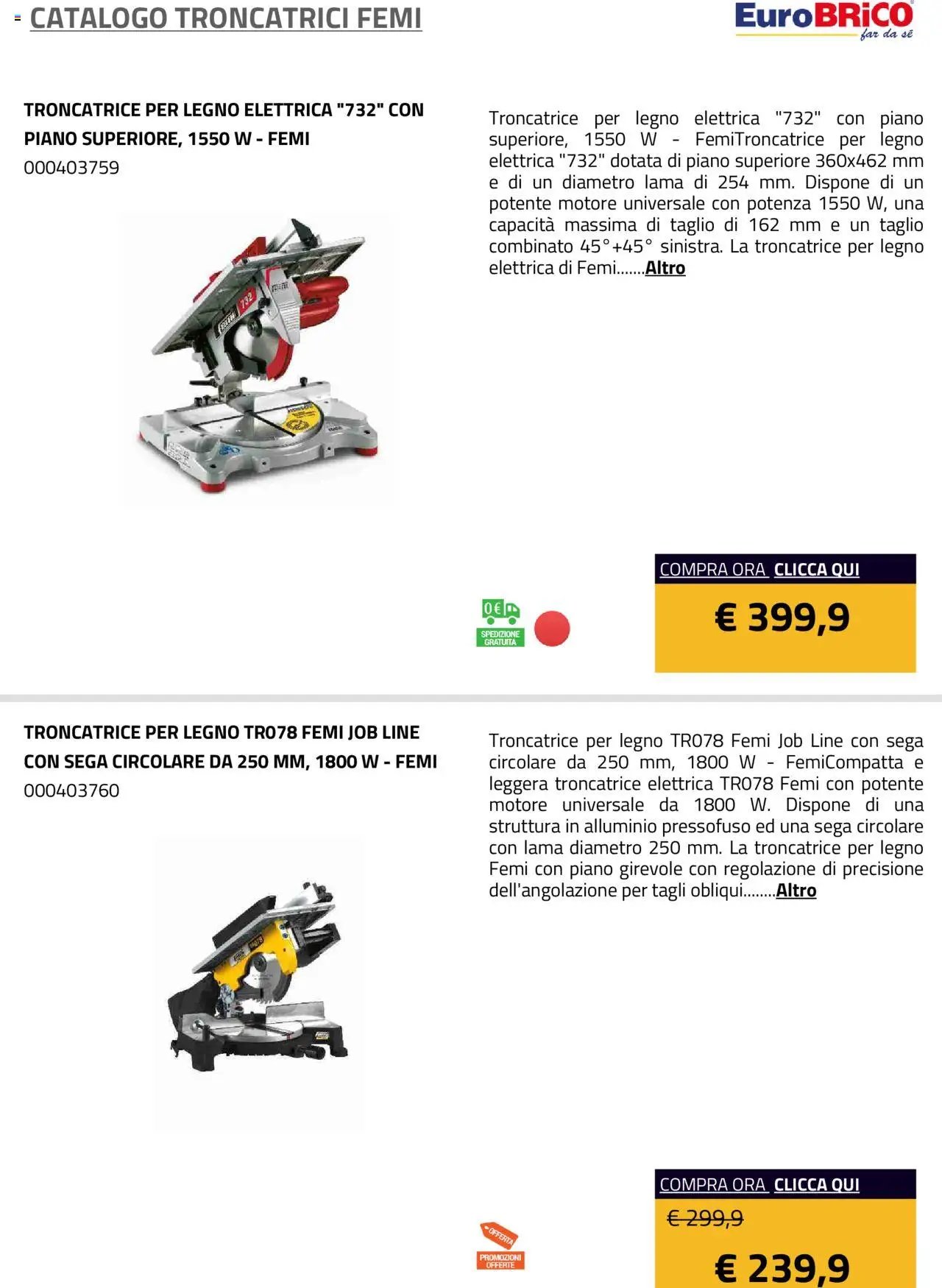 Eurobrico Troncatrici Femi catalogo