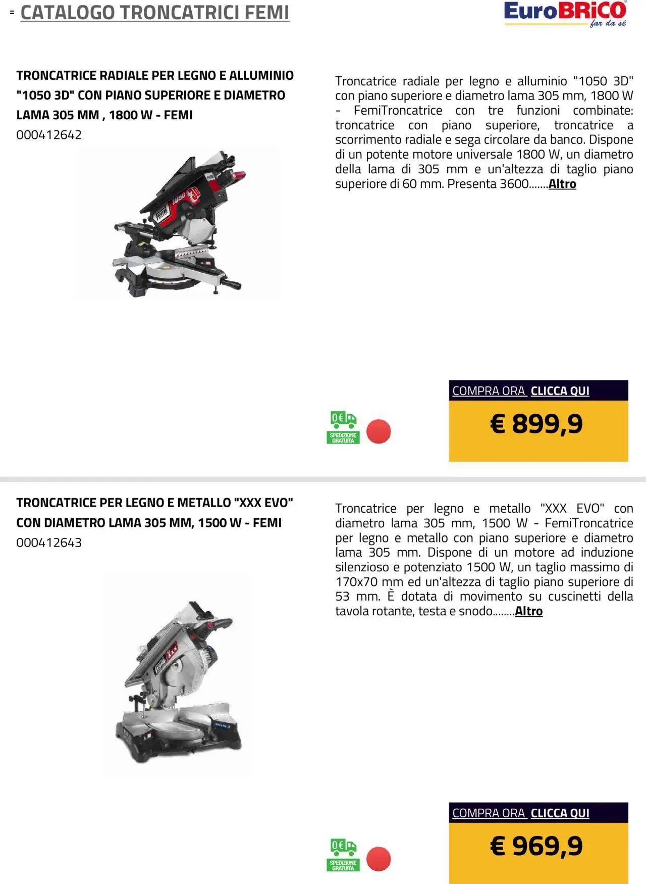 Eurobrico Troncatrici Femi catalogo