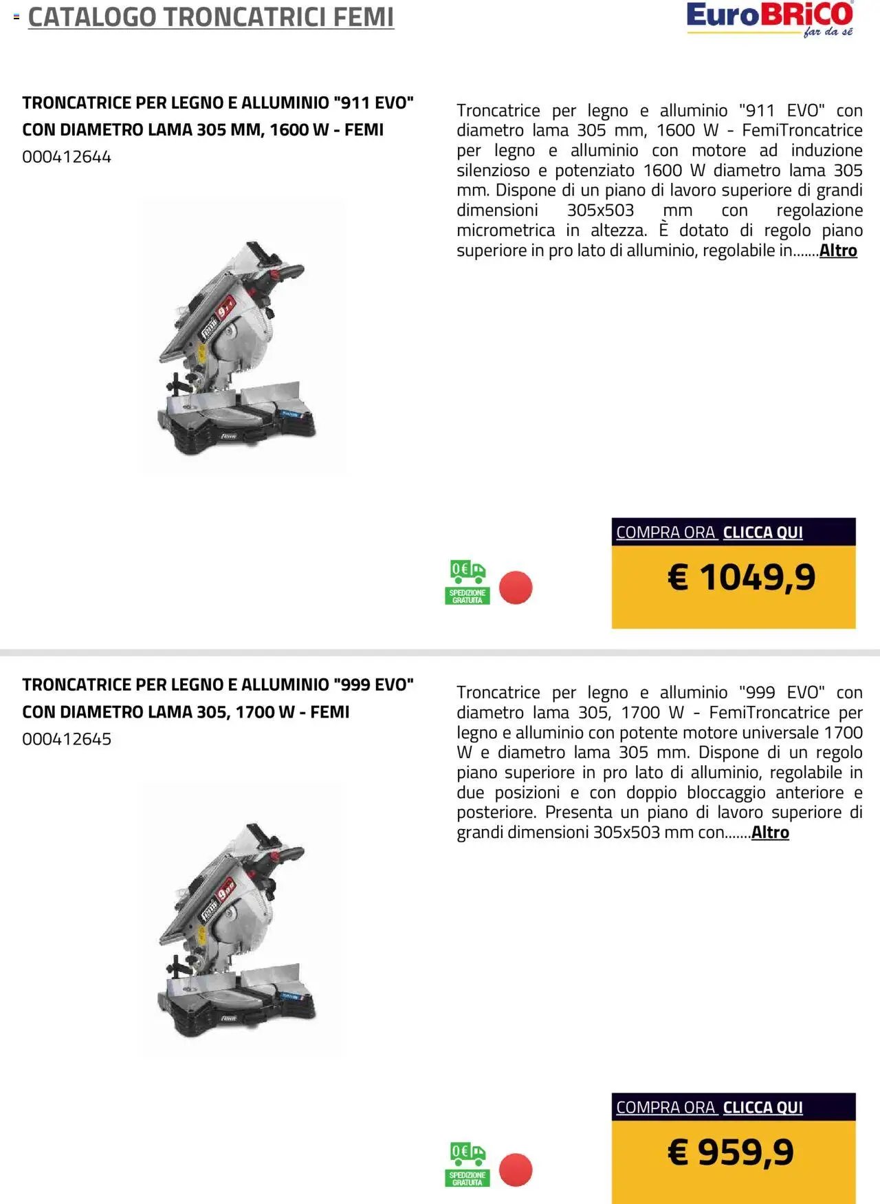 Eurobrico Troncatrici Femi catalogo