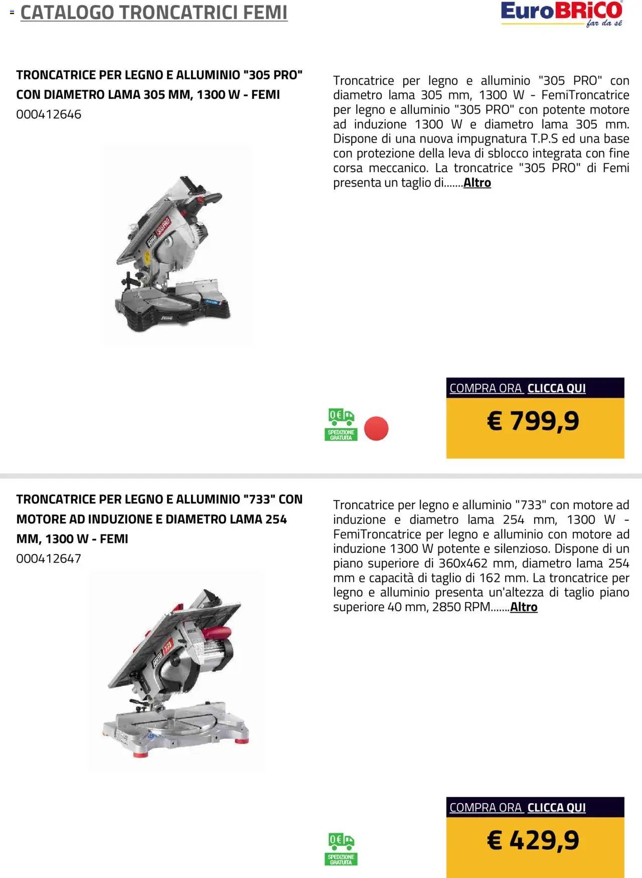 Eurobrico Troncatrici Femi catalogo