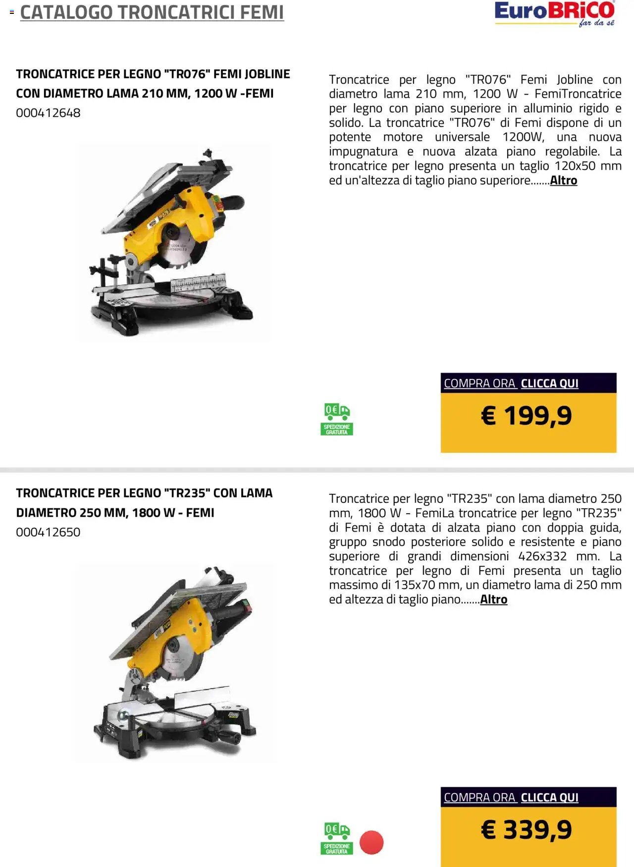 Eurobrico Troncatrici Femi catalogo