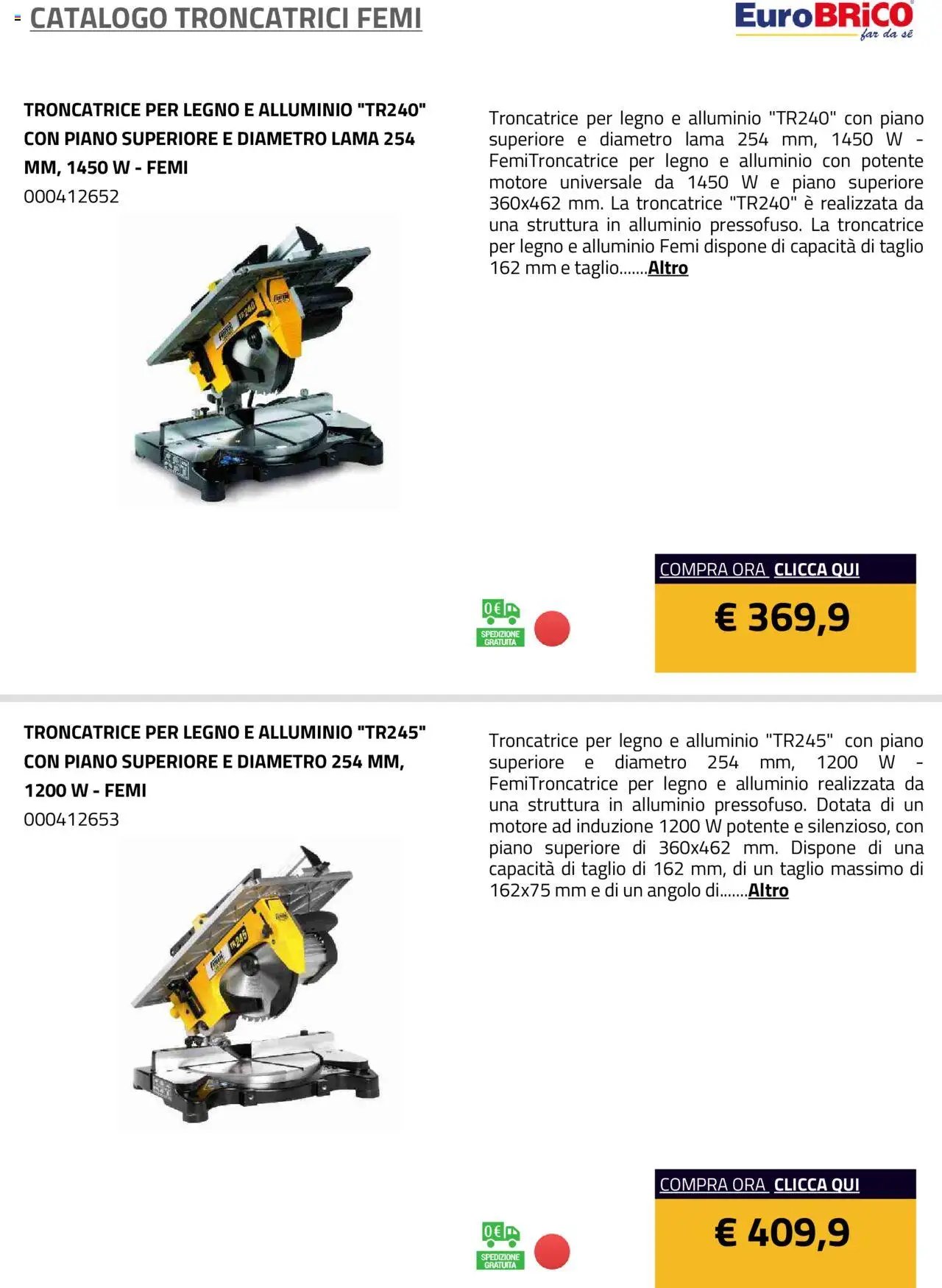 Eurobrico Troncatrici Femi catalogo