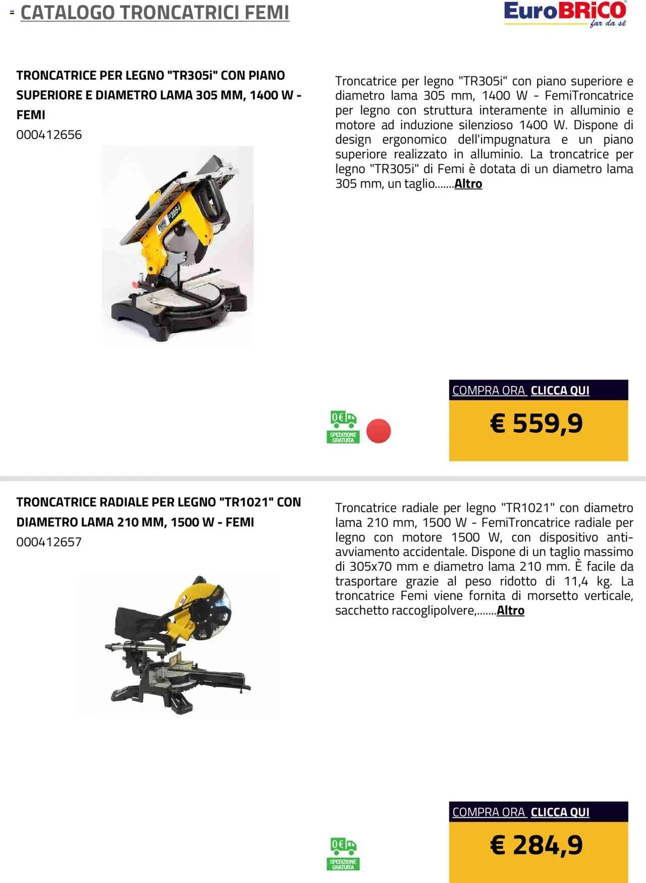 Eurobrico Troncatrici Femi catalogo