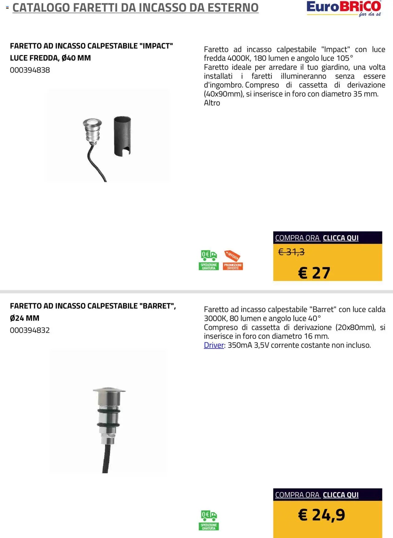 Eurobrico Faretti da Incasso da Esterno catalogo