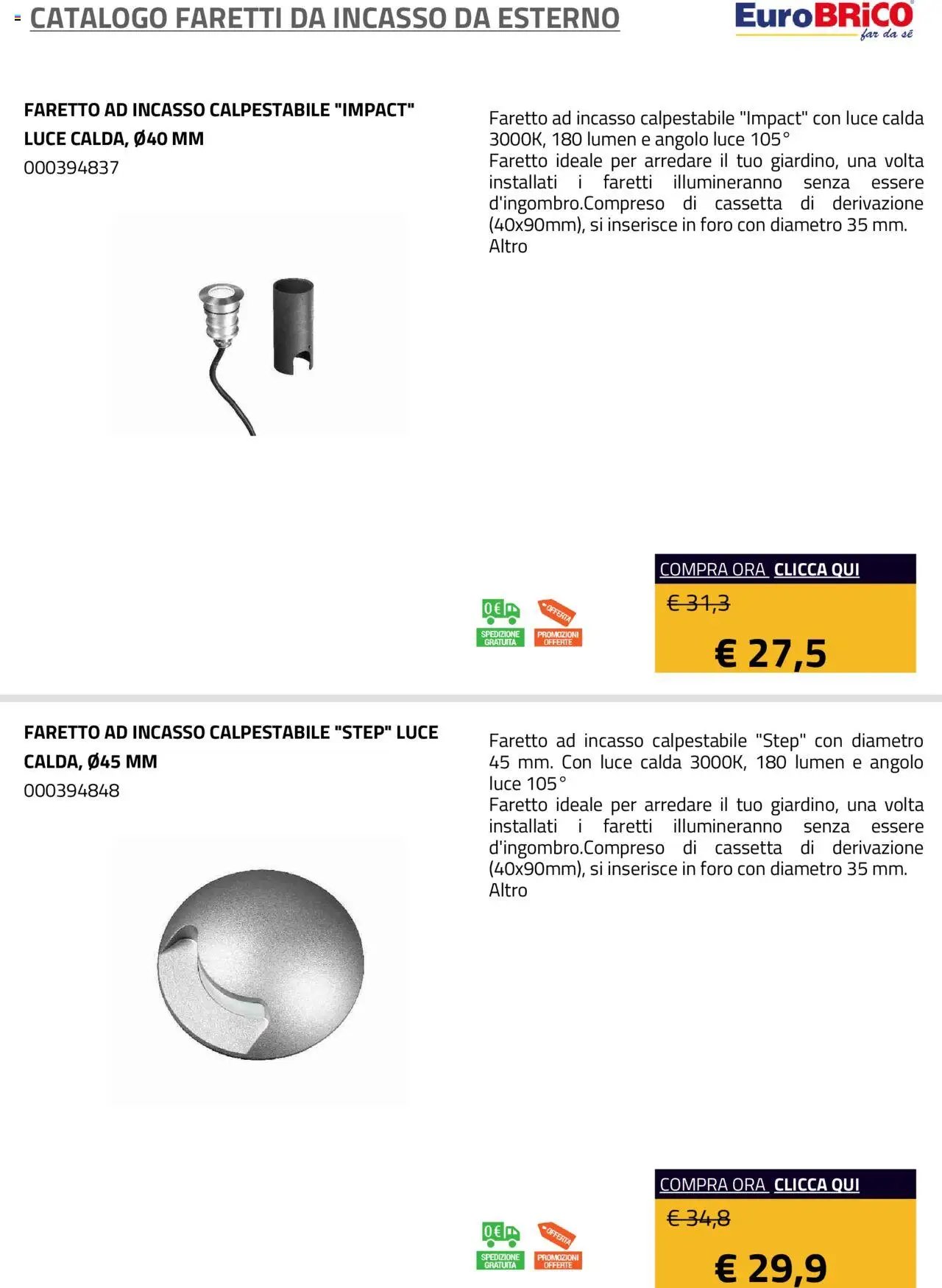Eurobrico Faretti da Incasso da Esterno catalogo