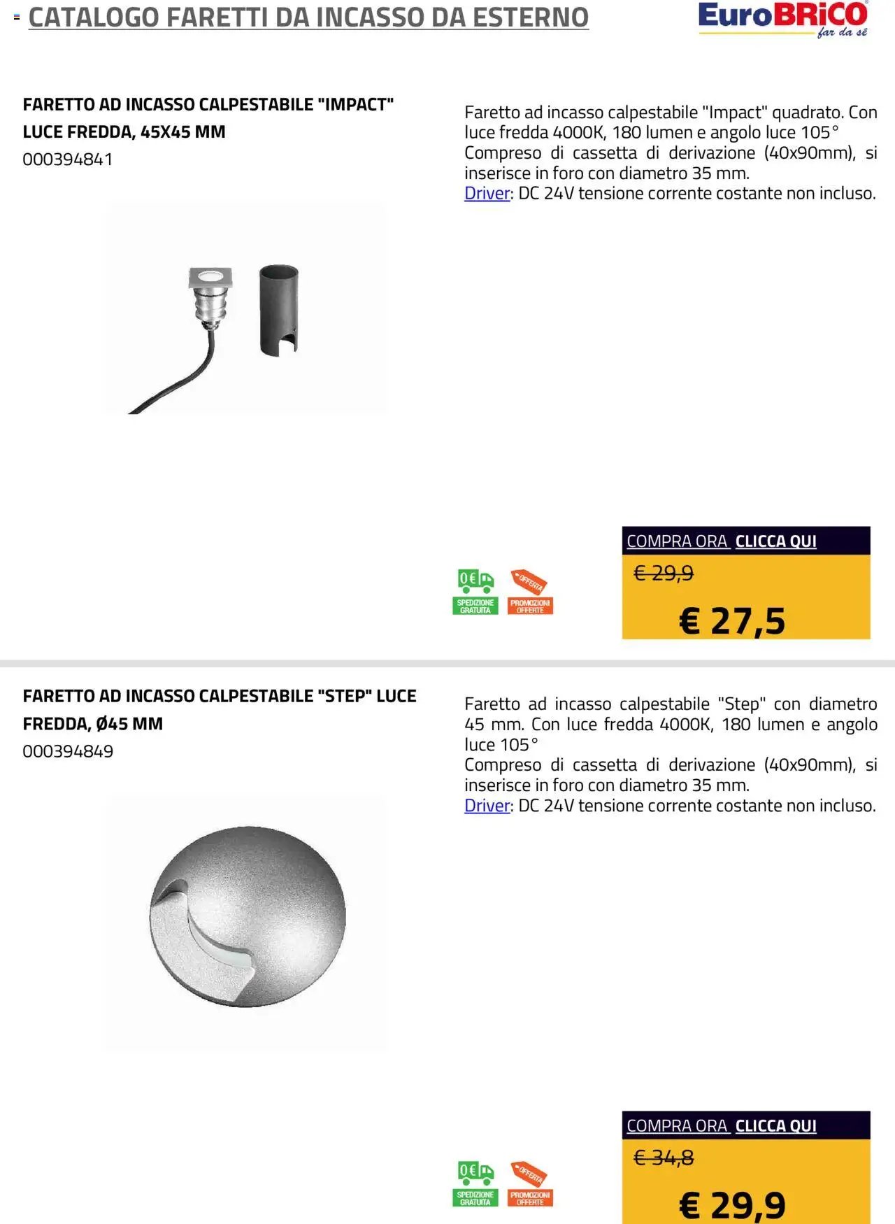 Eurobrico Faretti da Incasso da Esterno catalogo