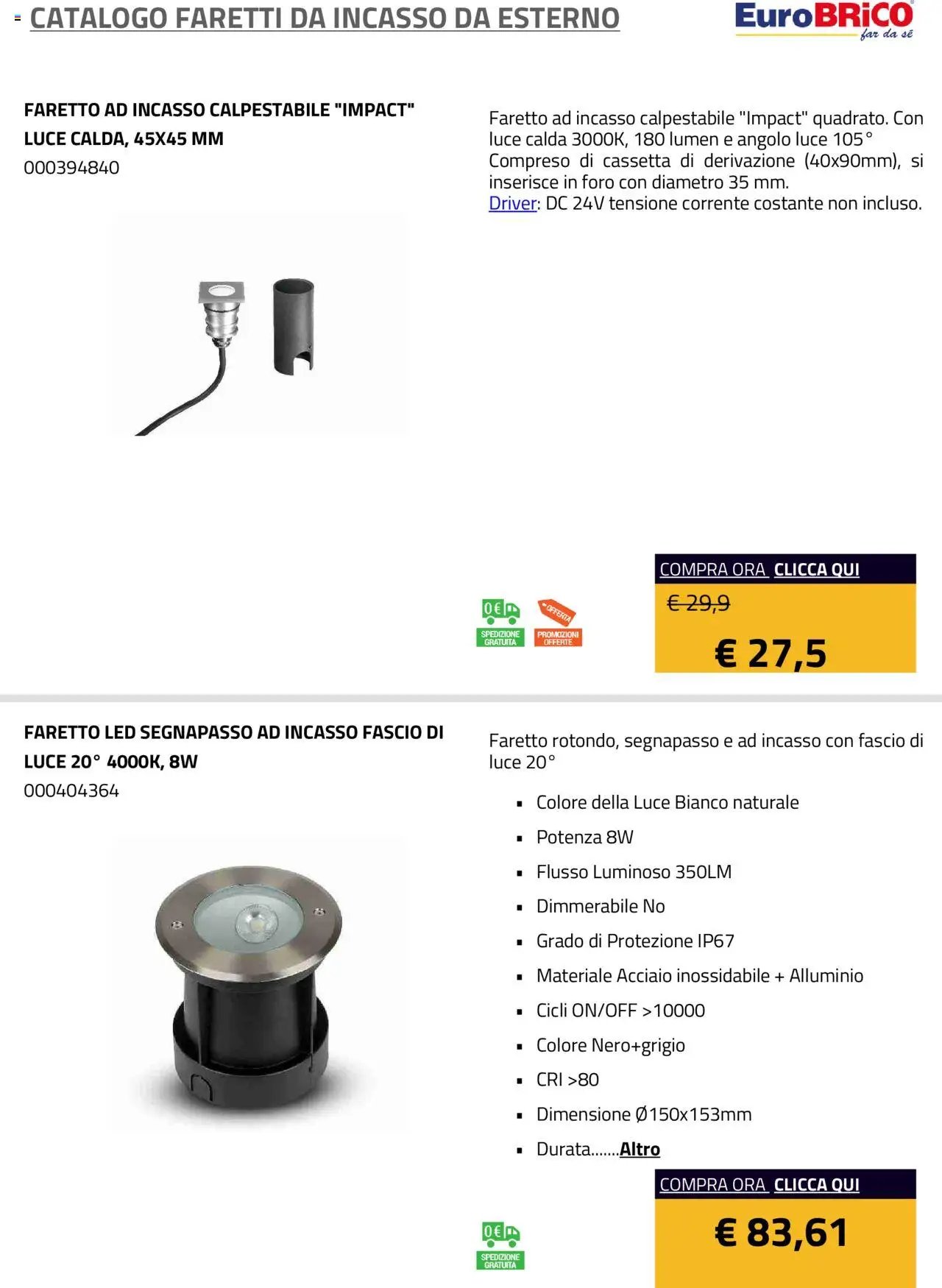 Eurobrico Faretti da Incasso da Esterno catalogo