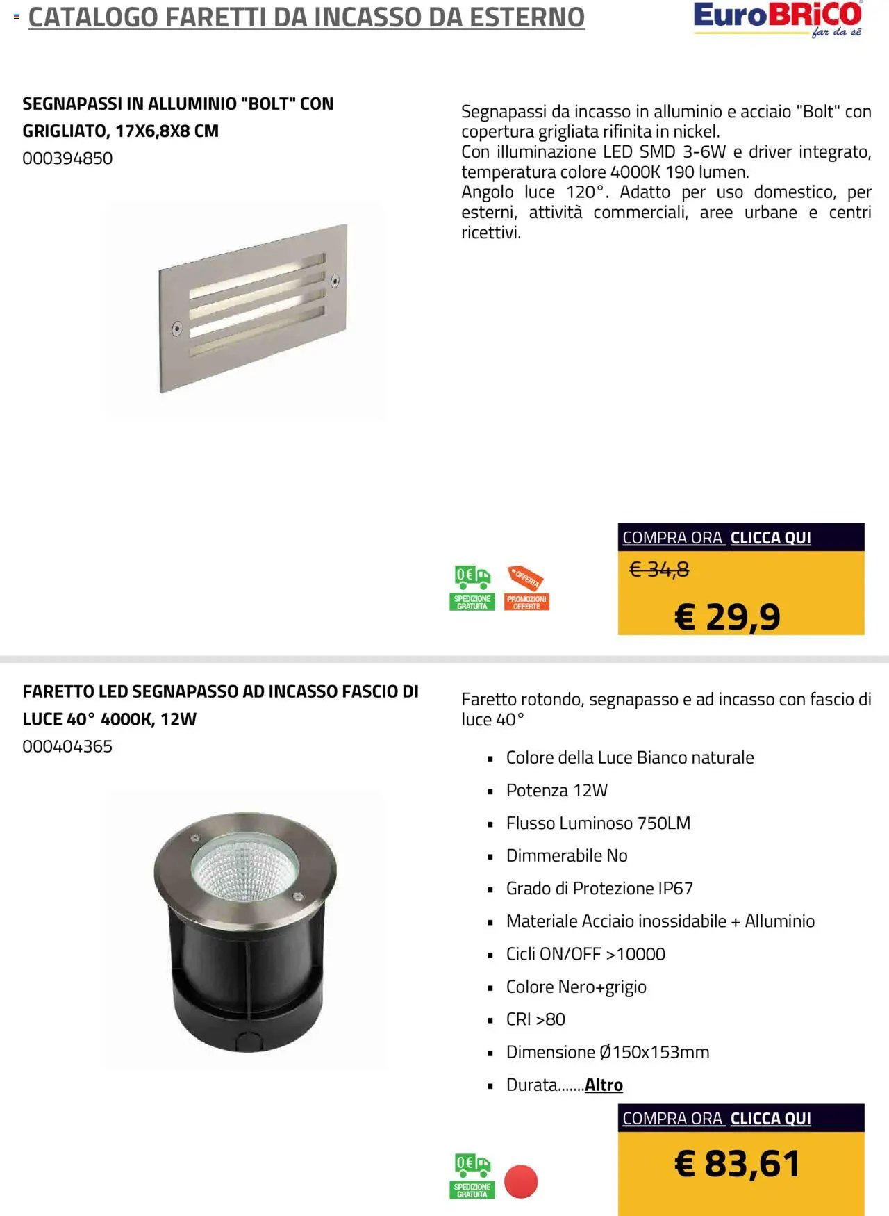 Eurobrico Faretti da Incasso da Esterno catalogo