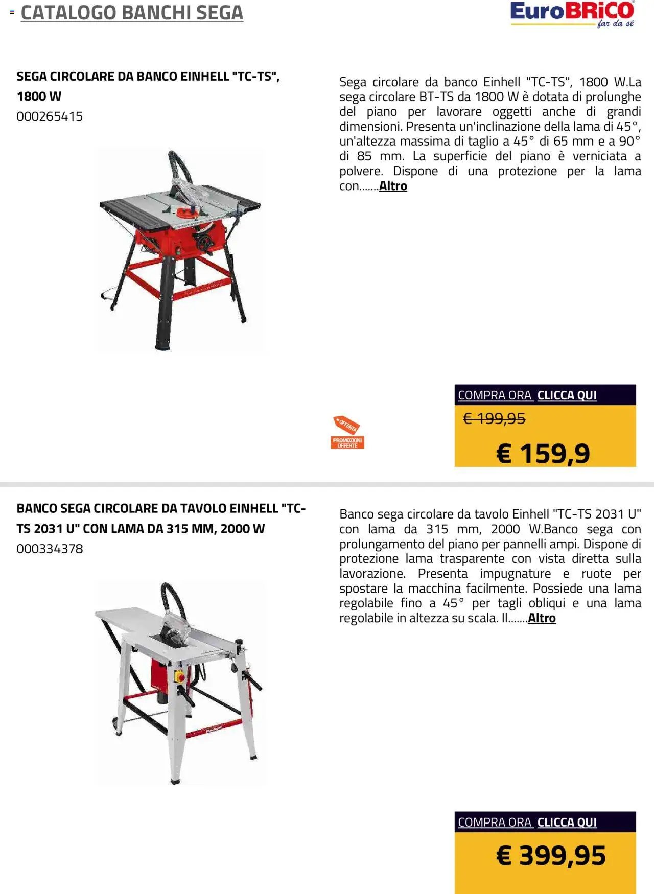 Eurobrico Banchi Sega catalogo