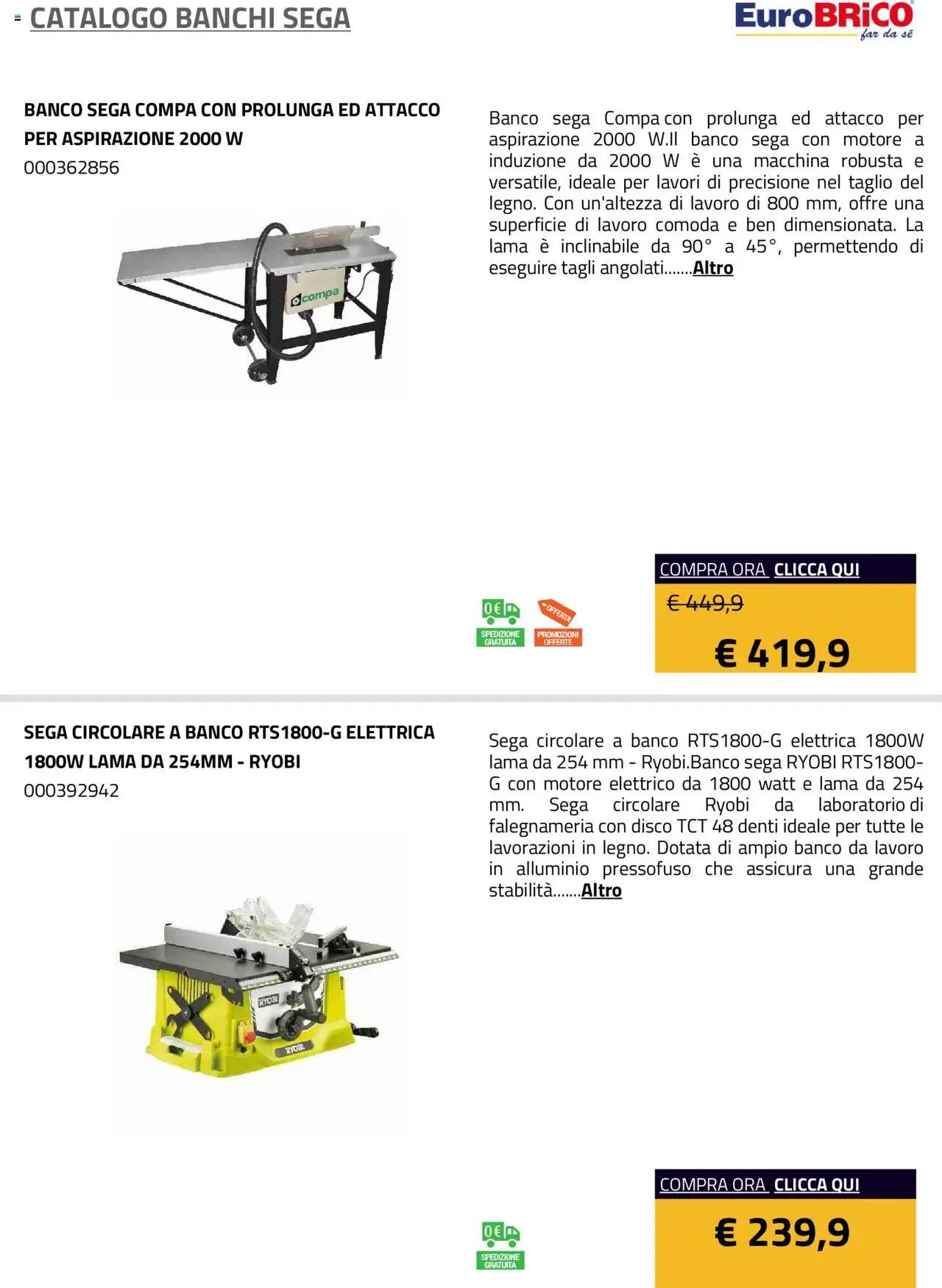 Eurobrico Banchi Sega catalogo