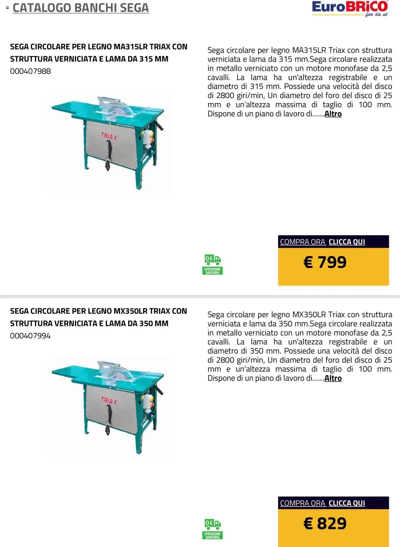 Eurobrico Banchi Sega catalogo