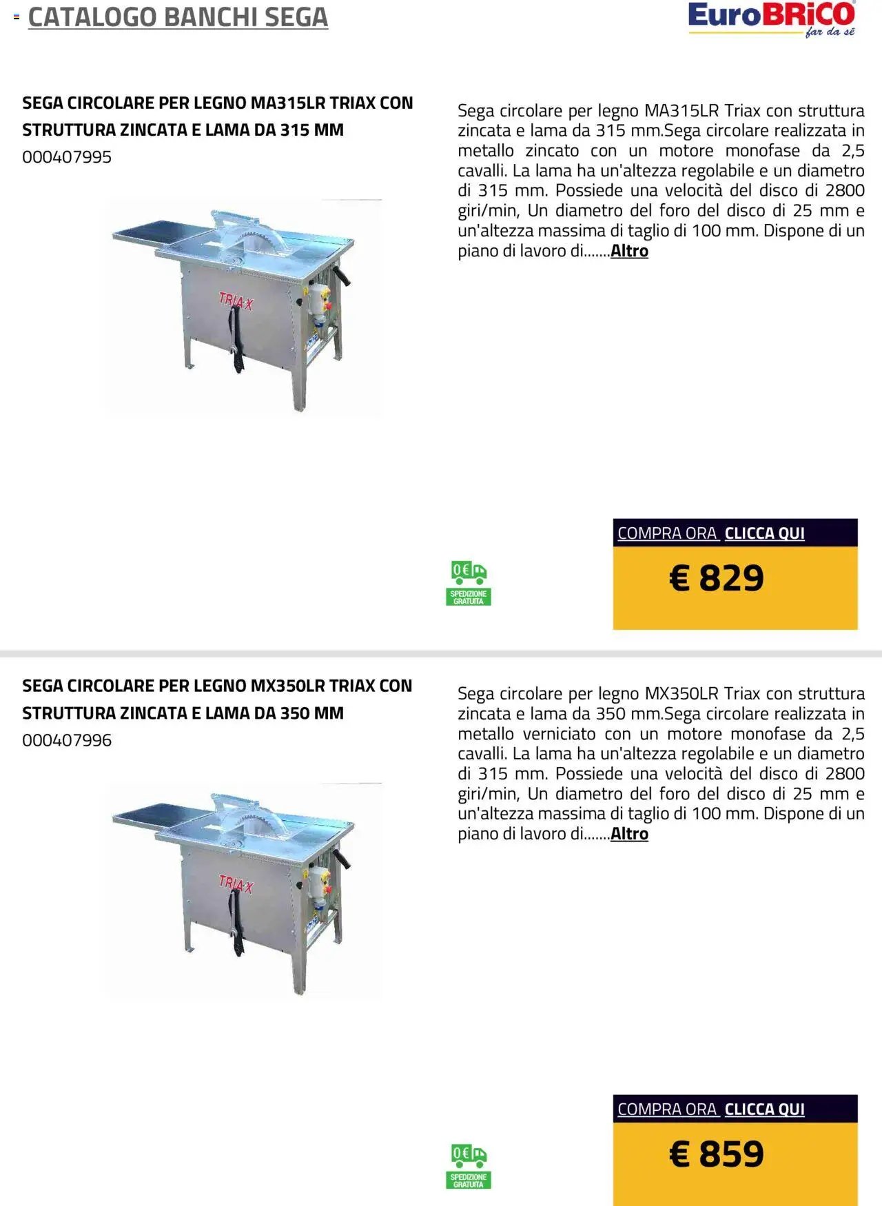 Eurobrico Banchi Sega catalogo