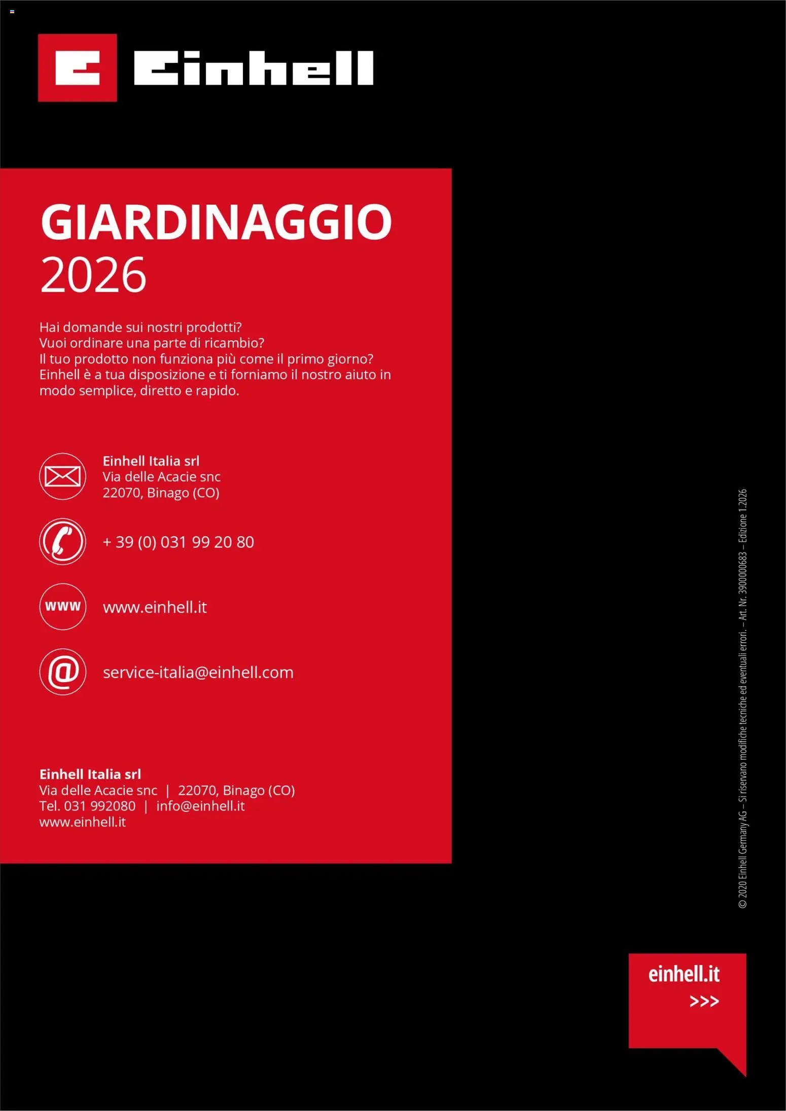 Einhell volantino Giardinaggio 2026 (2026-03-17 - 2026-12-31)
