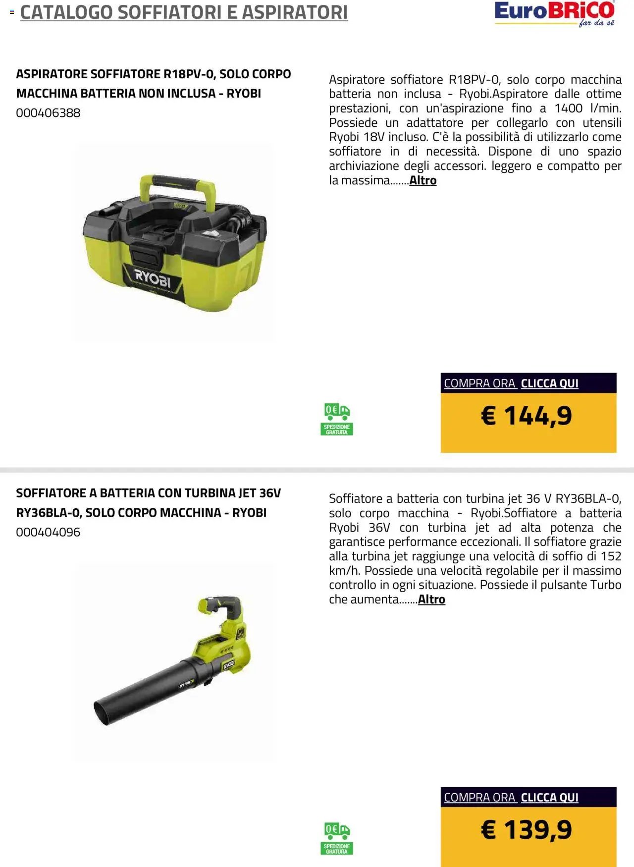 Eurobrico Soffiatori e Aspiratori catalogo