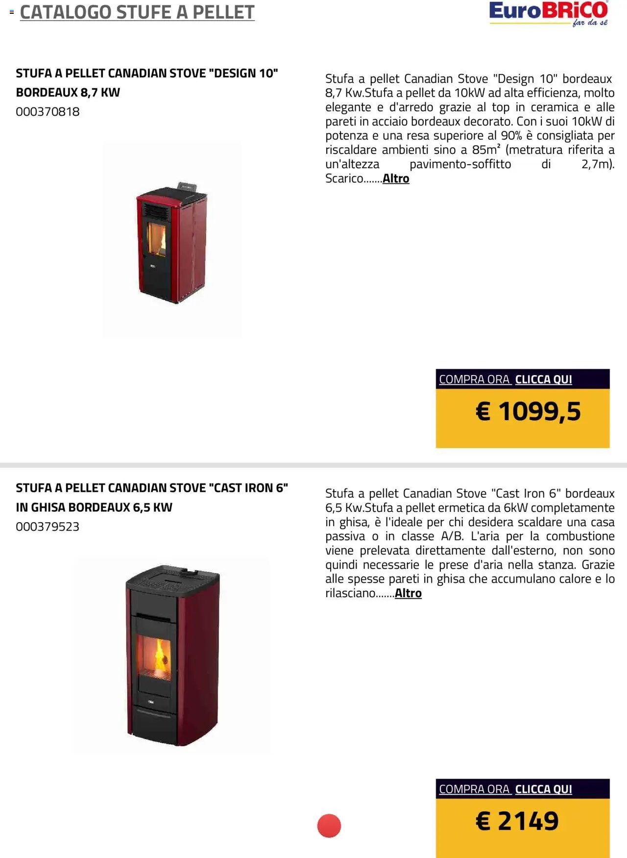 Eurobrico Stufe a Pellet catalogo