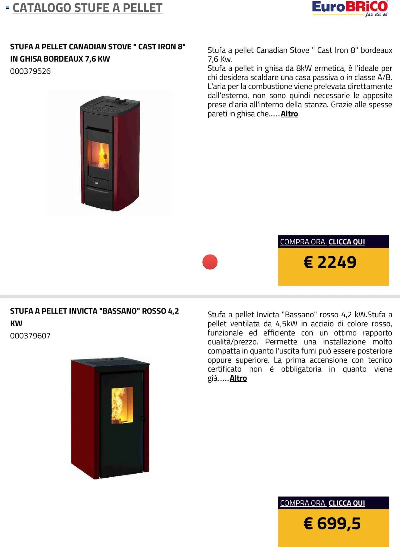 Eurobrico Stufe a Pellet catalogo