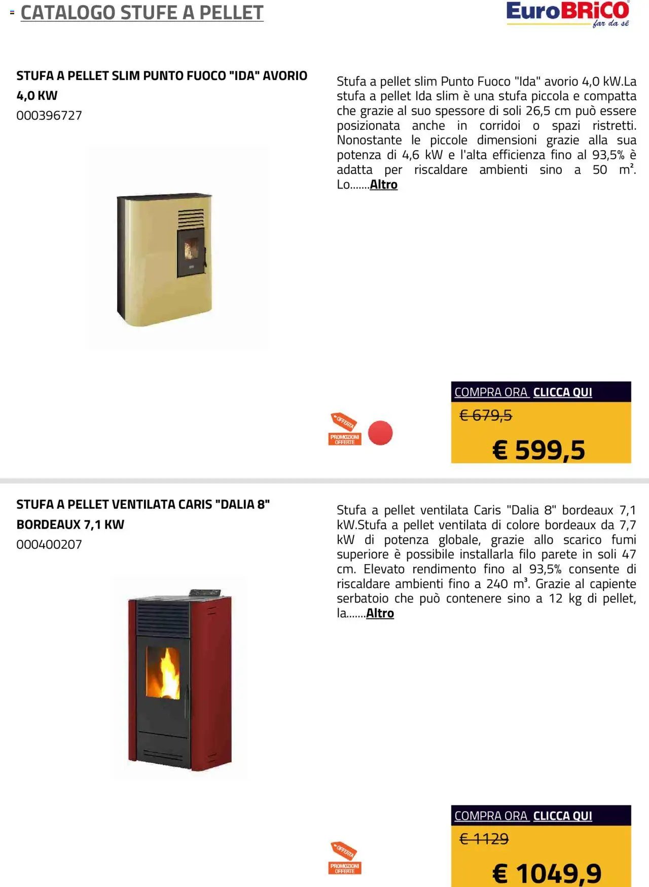 Eurobrico Stufe a Pellet catalogo