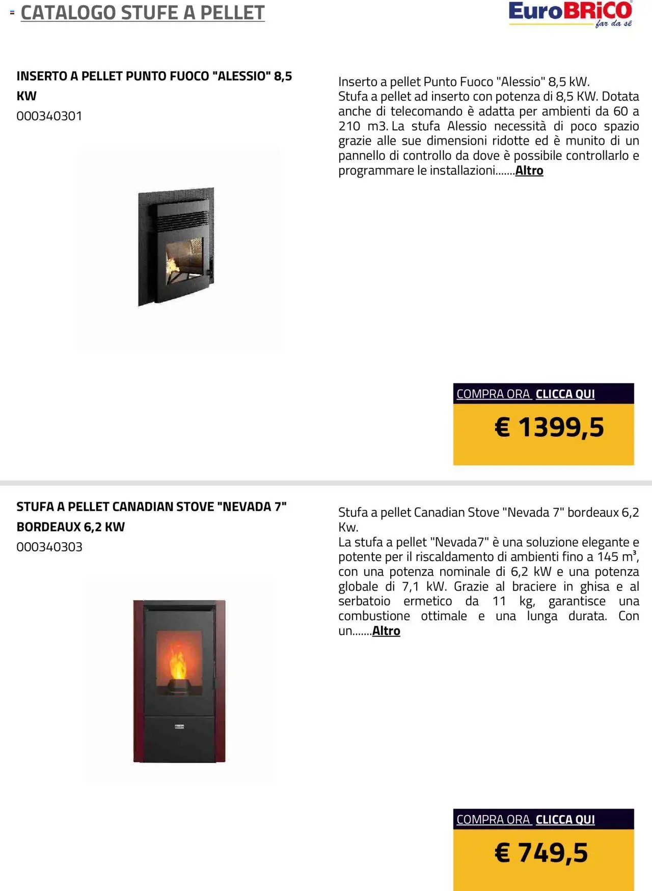 Eurobrico Stufe a Pellet catalogo