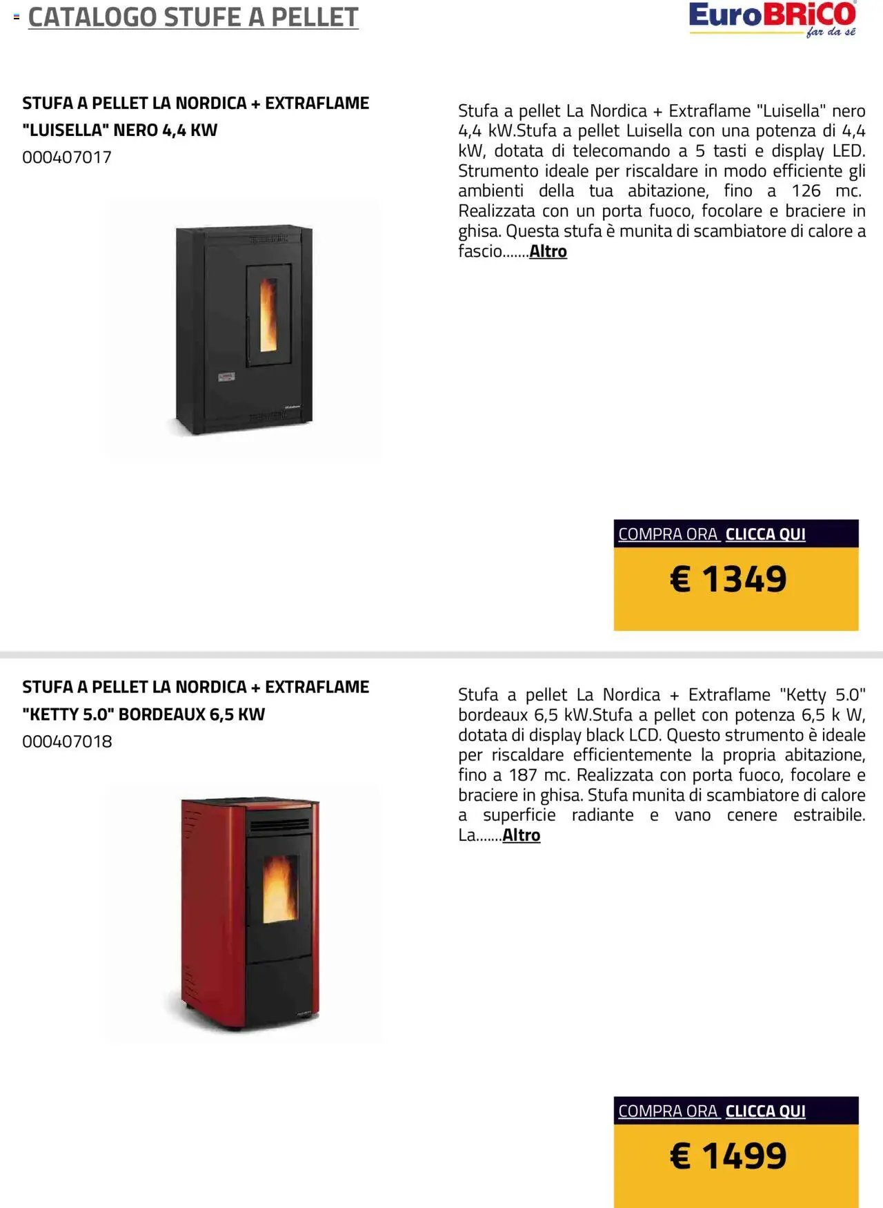 Eurobrico Stufe a Pellet catalogo