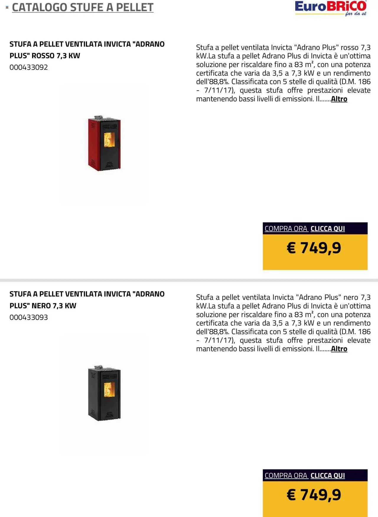 Eurobrico Stufe a Pellet catalogo