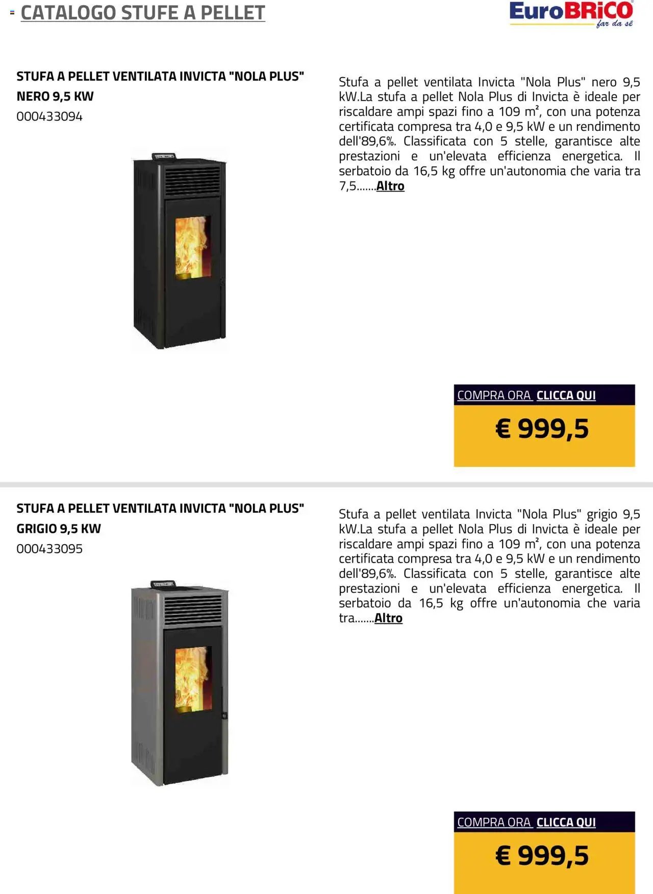 Eurobrico Stufe a Pellet catalogo