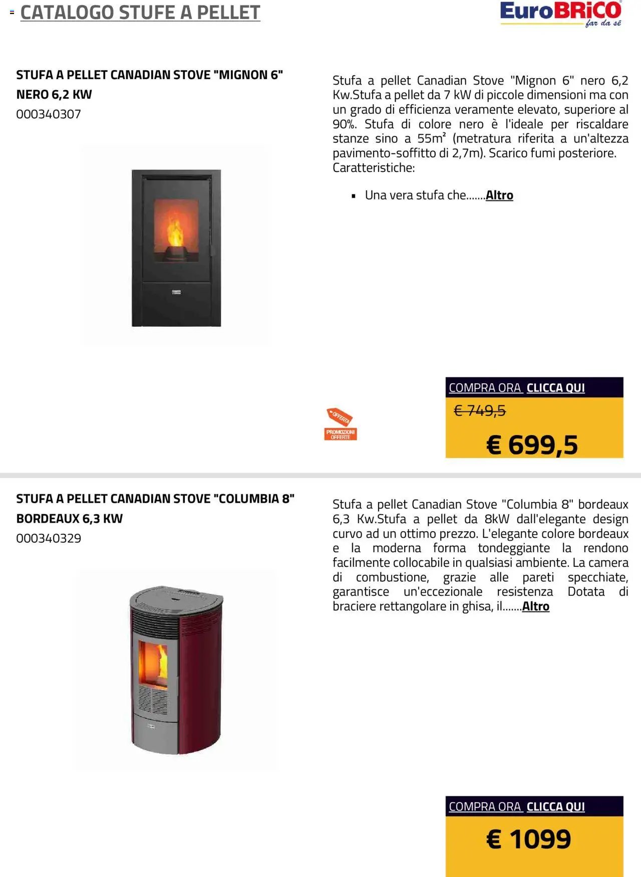 Eurobrico Stufe a Pellet catalogo