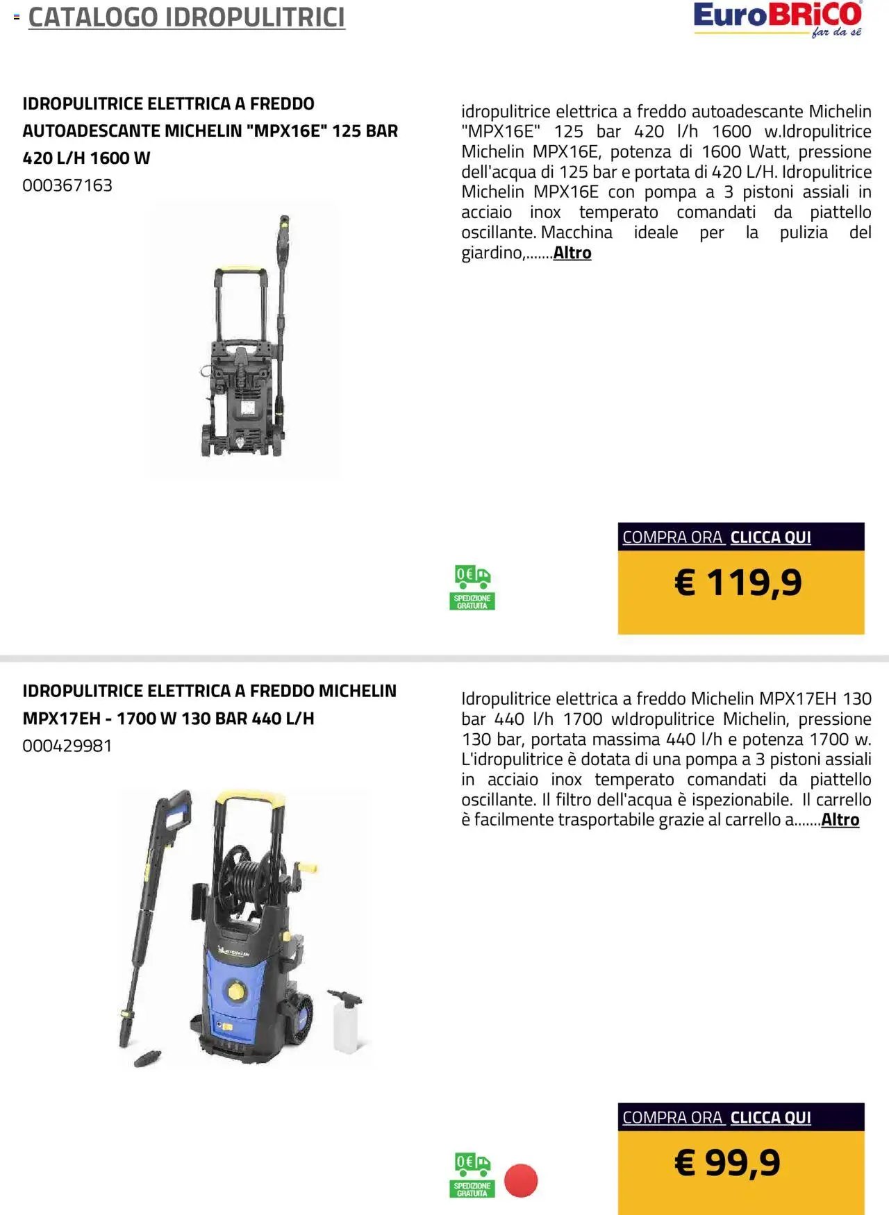 Eurobrico Idropulitrici catalogo