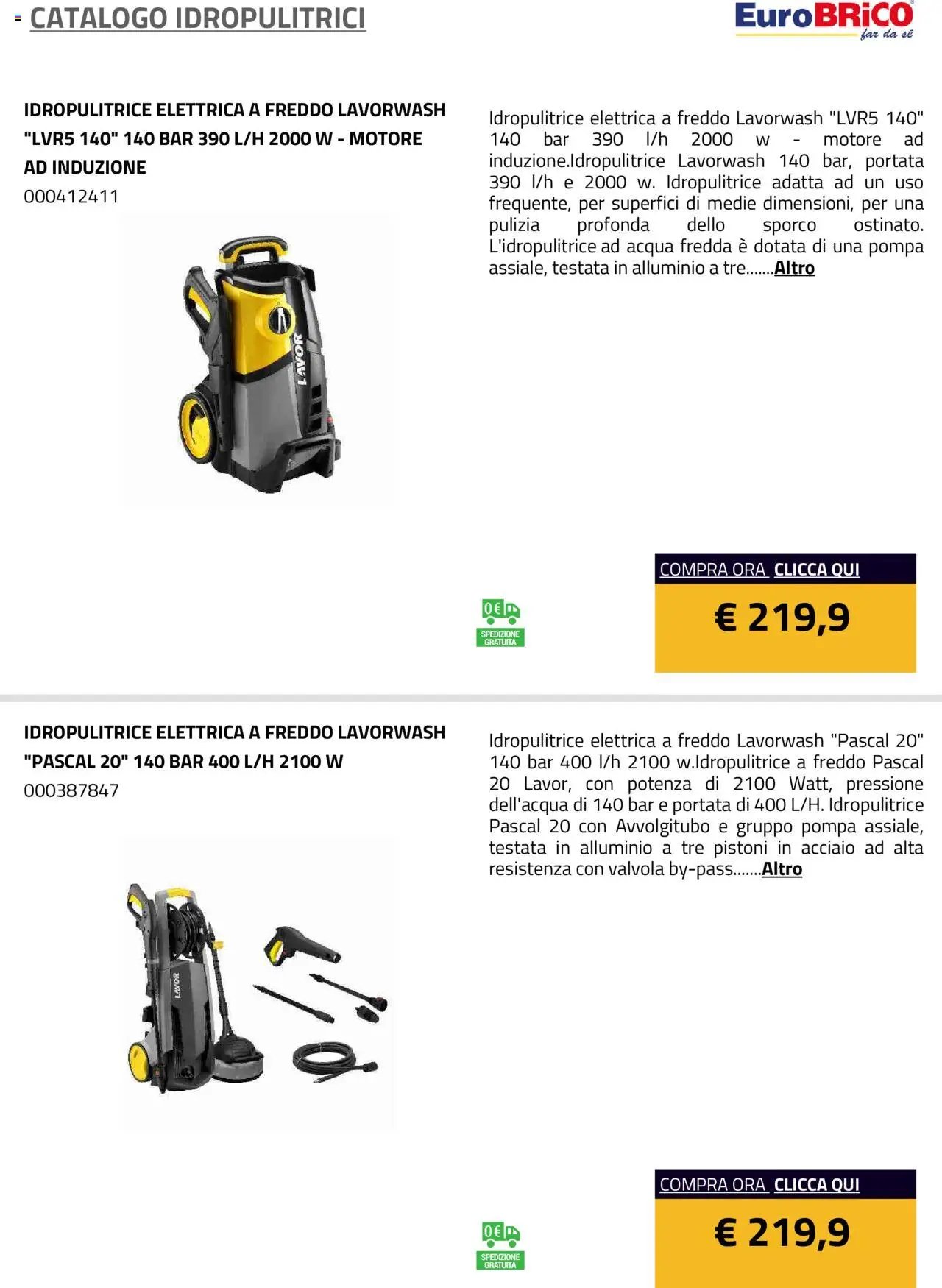 Eurobrico Idropulitrici catalogo