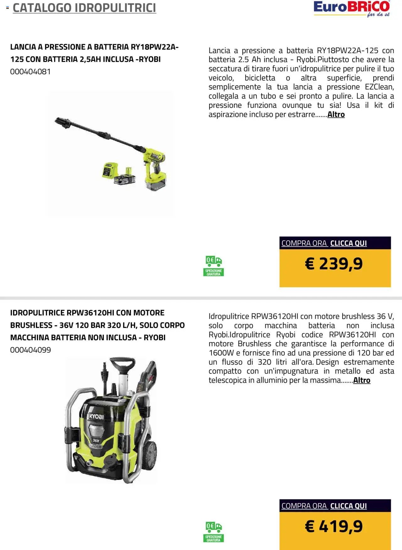 Eurobrico Idropulitrici catalogo