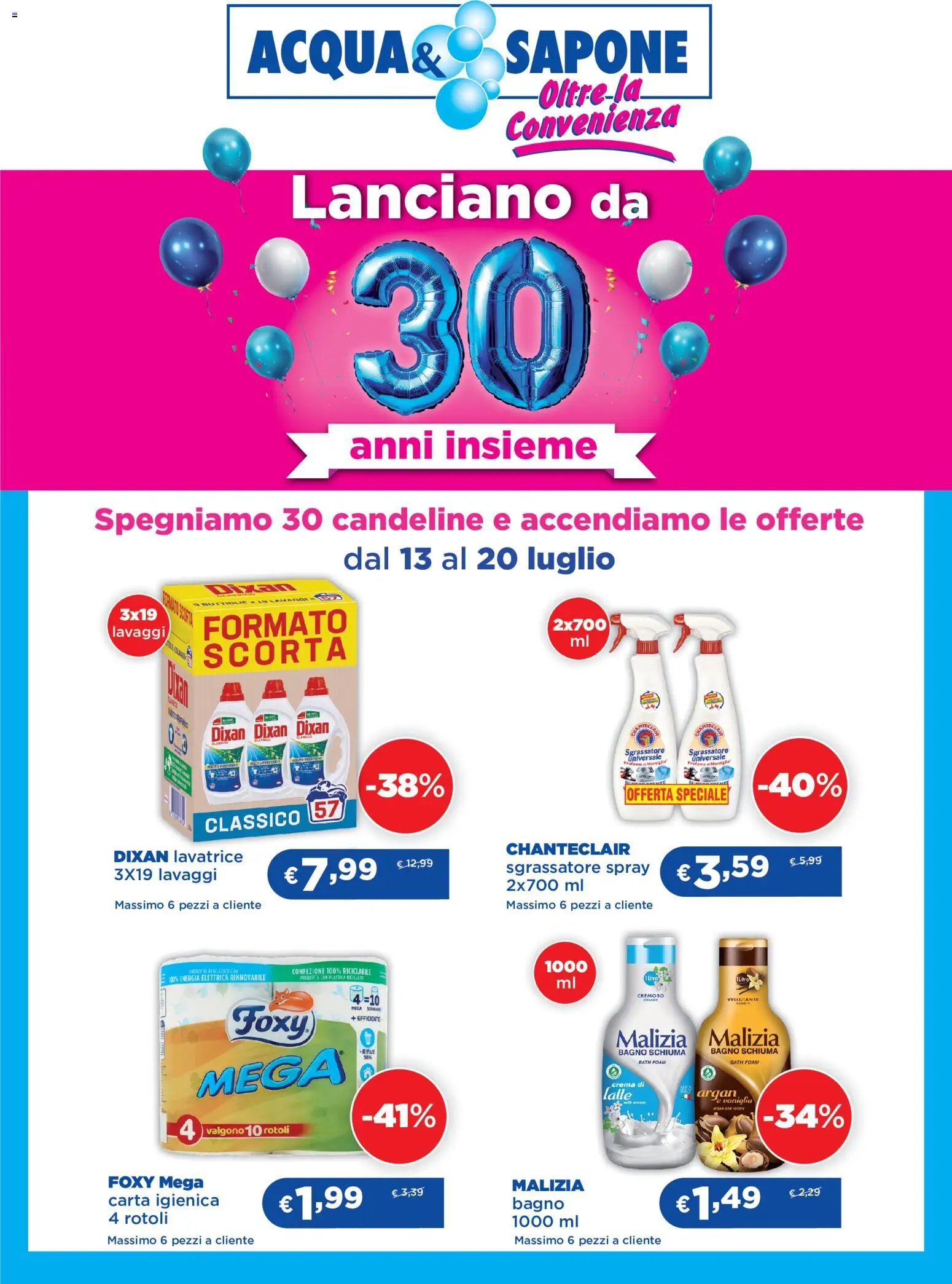 Acqua e Sapone volantino 30 Anni Insieme