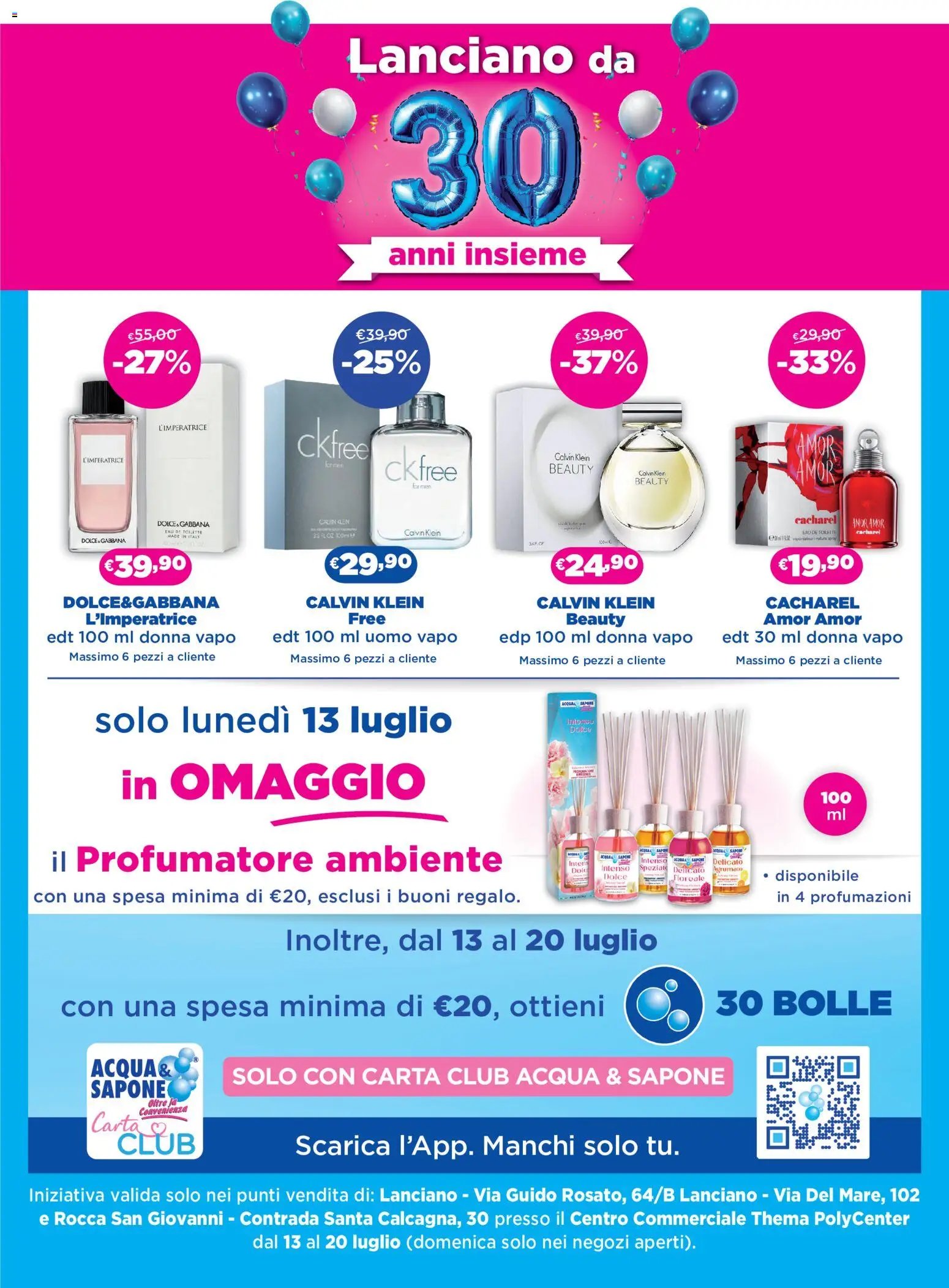 Acqua e Sapone volantino 30 Anni Insieme