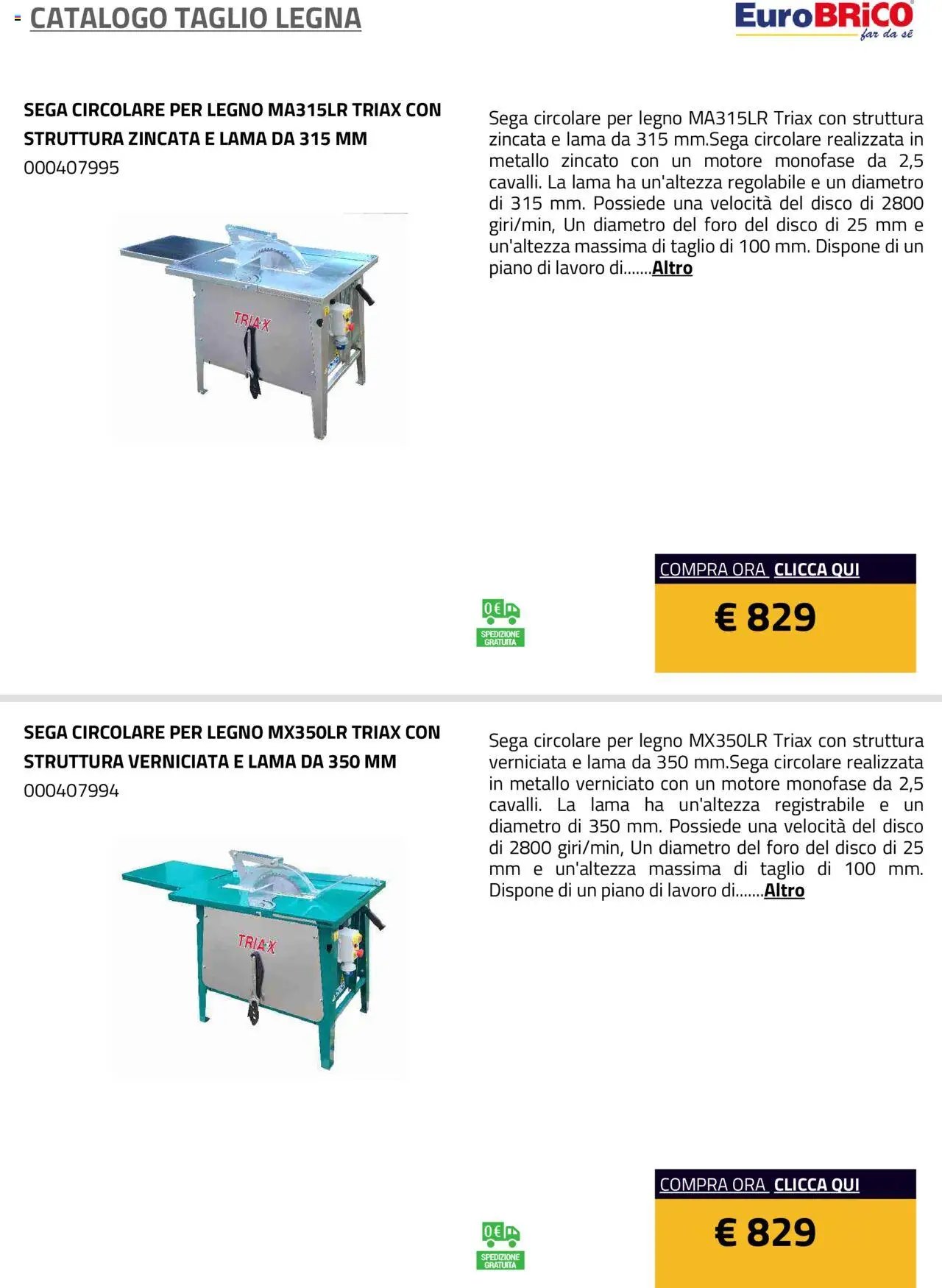 Eurobrico Taglio Legna catalogo
