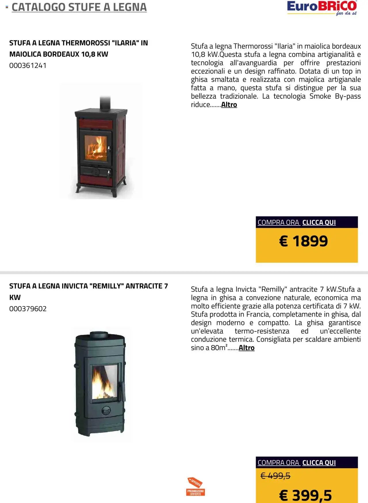 Eurobrico Stufe a Legna catalogo