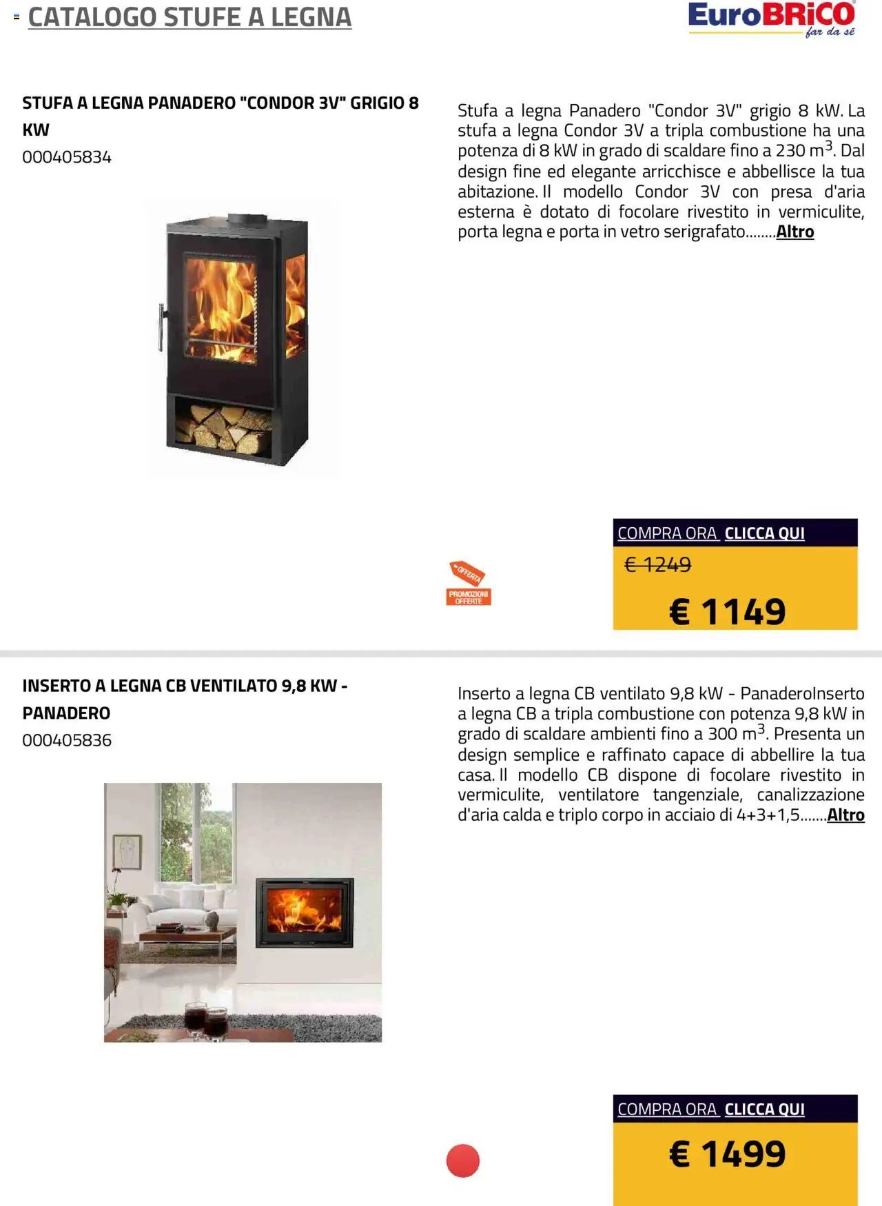 Eurobrico Stufe a Legna catalogo