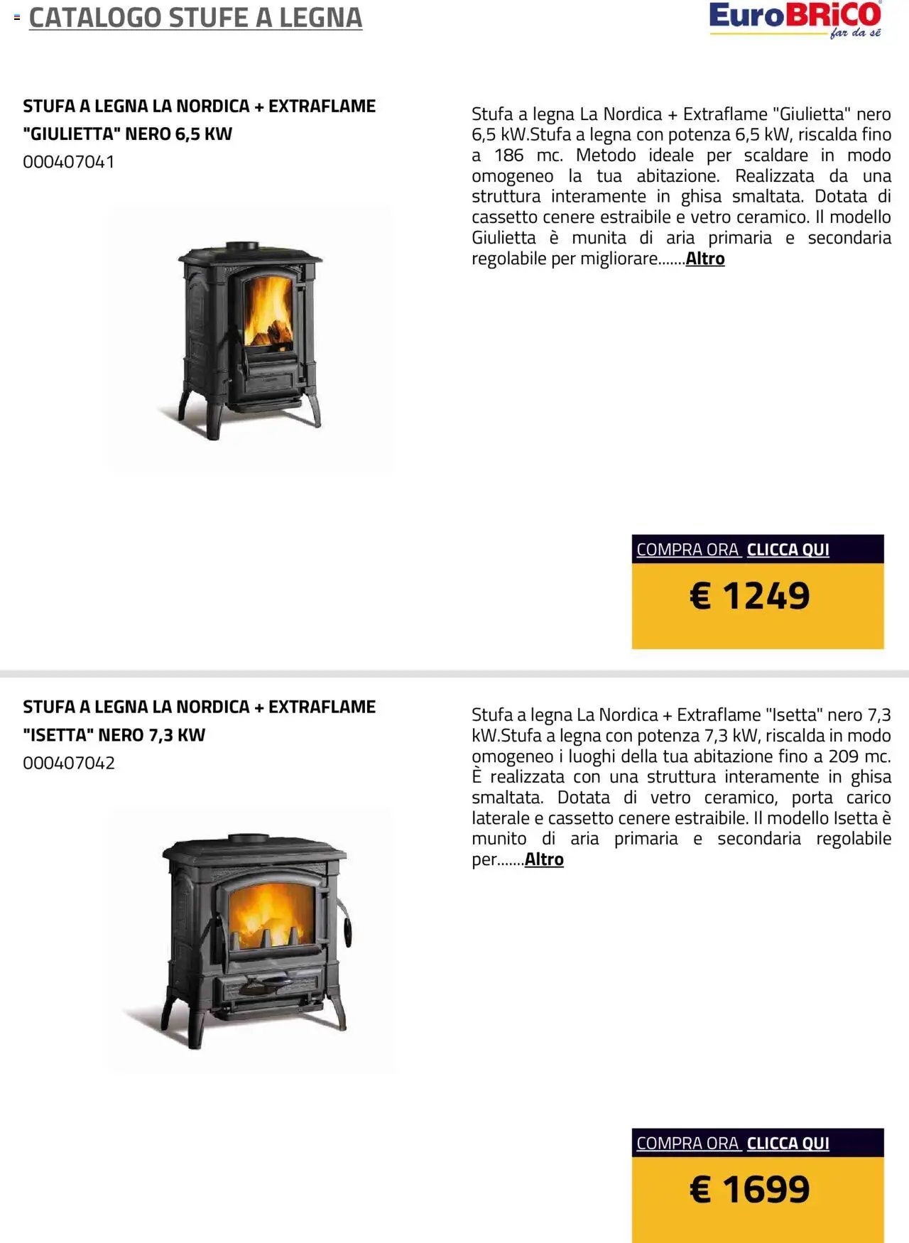 Eurobrico Stufe a Legna catalogo