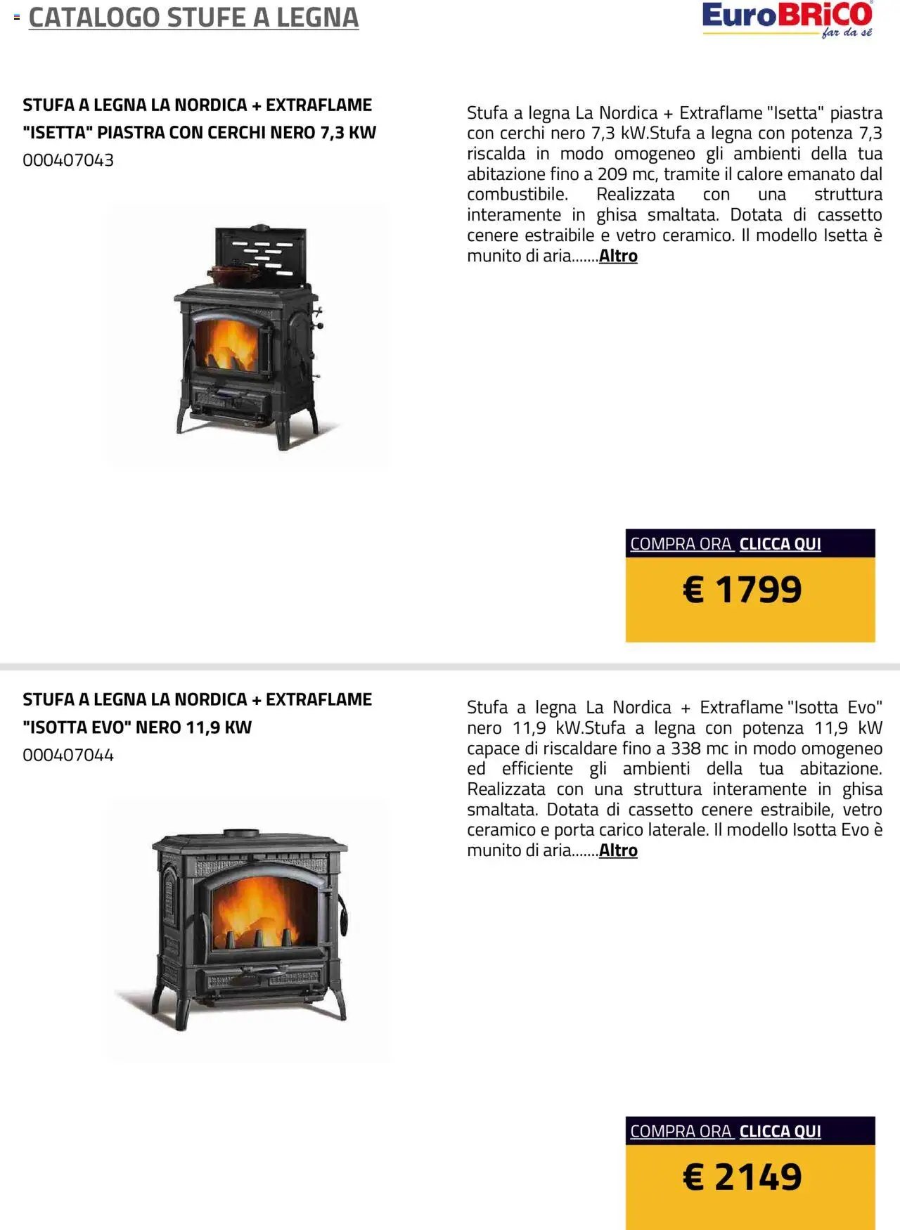Eurobrico Stufe a Legna catalogo