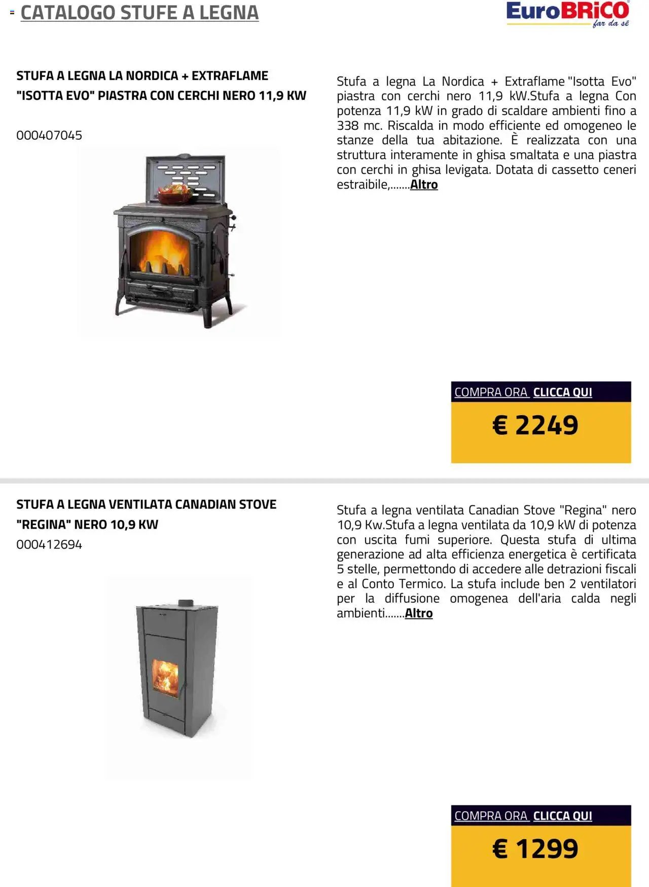 Eurobrico Stufe a Legna catalogo
