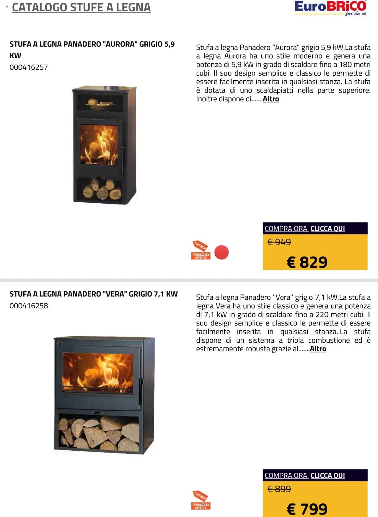 Eurobrico Stufe a Legna catalogo