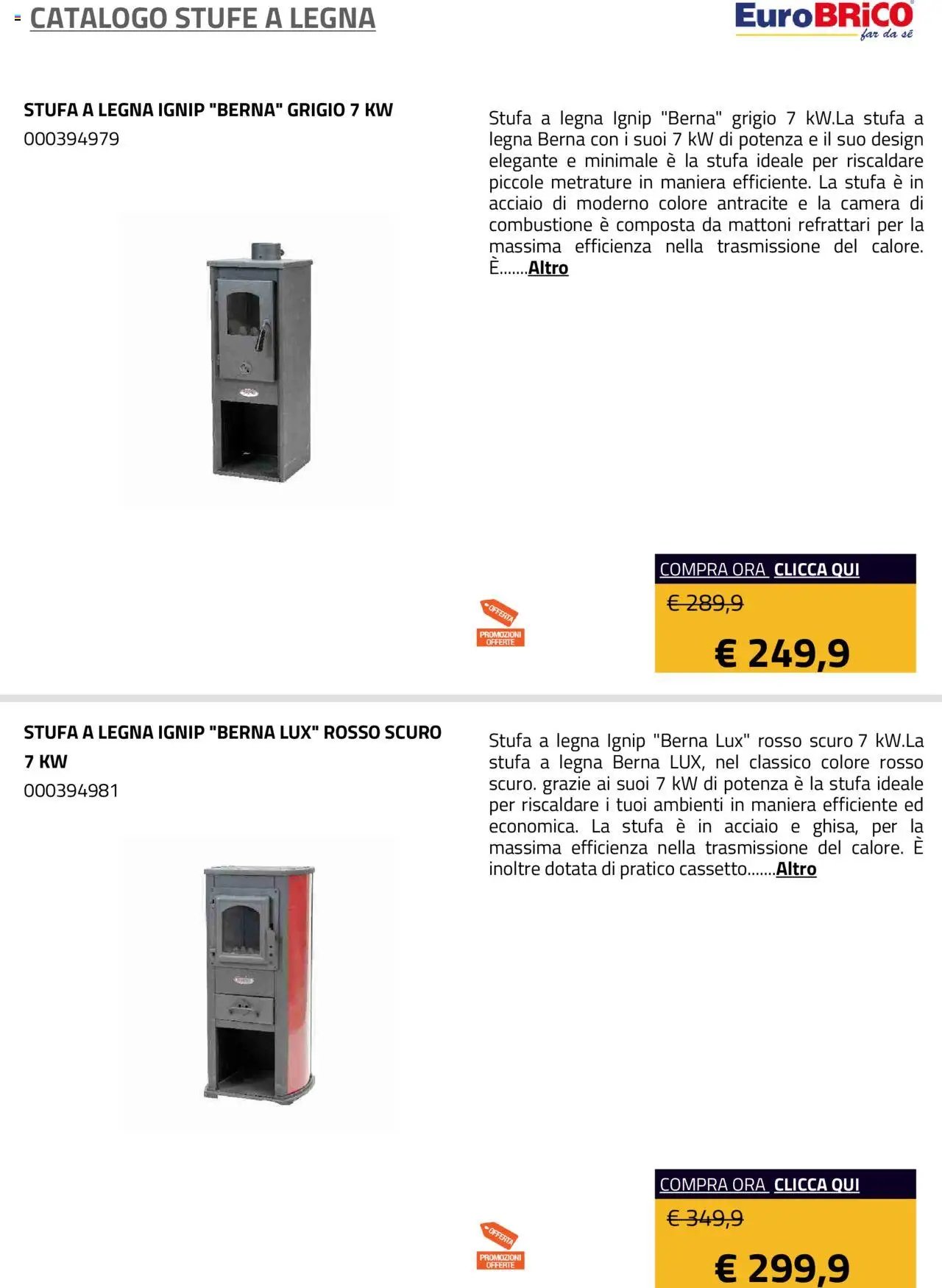 Eurobrico Stufe a Legna catalogo