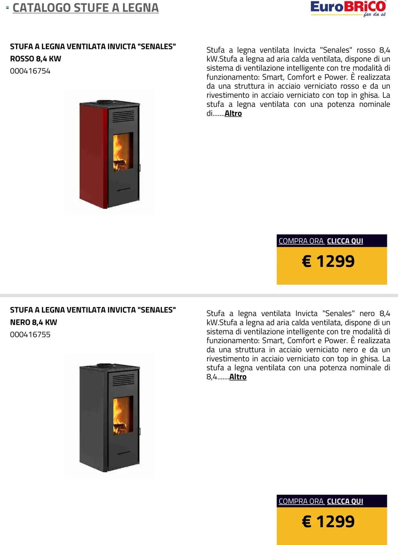 Eurobrico Stufe a Legna catalogo