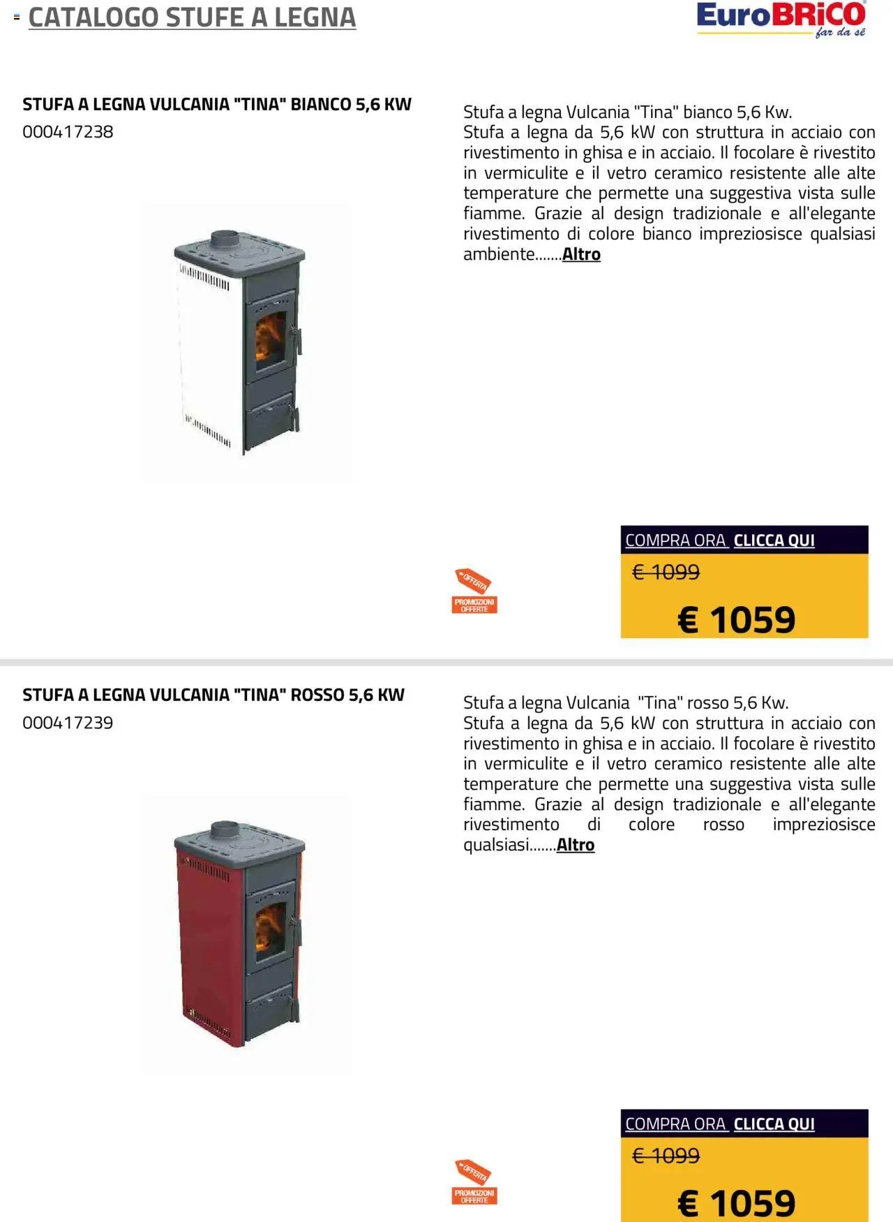 Eurobrico Stufe a Legna catalogo