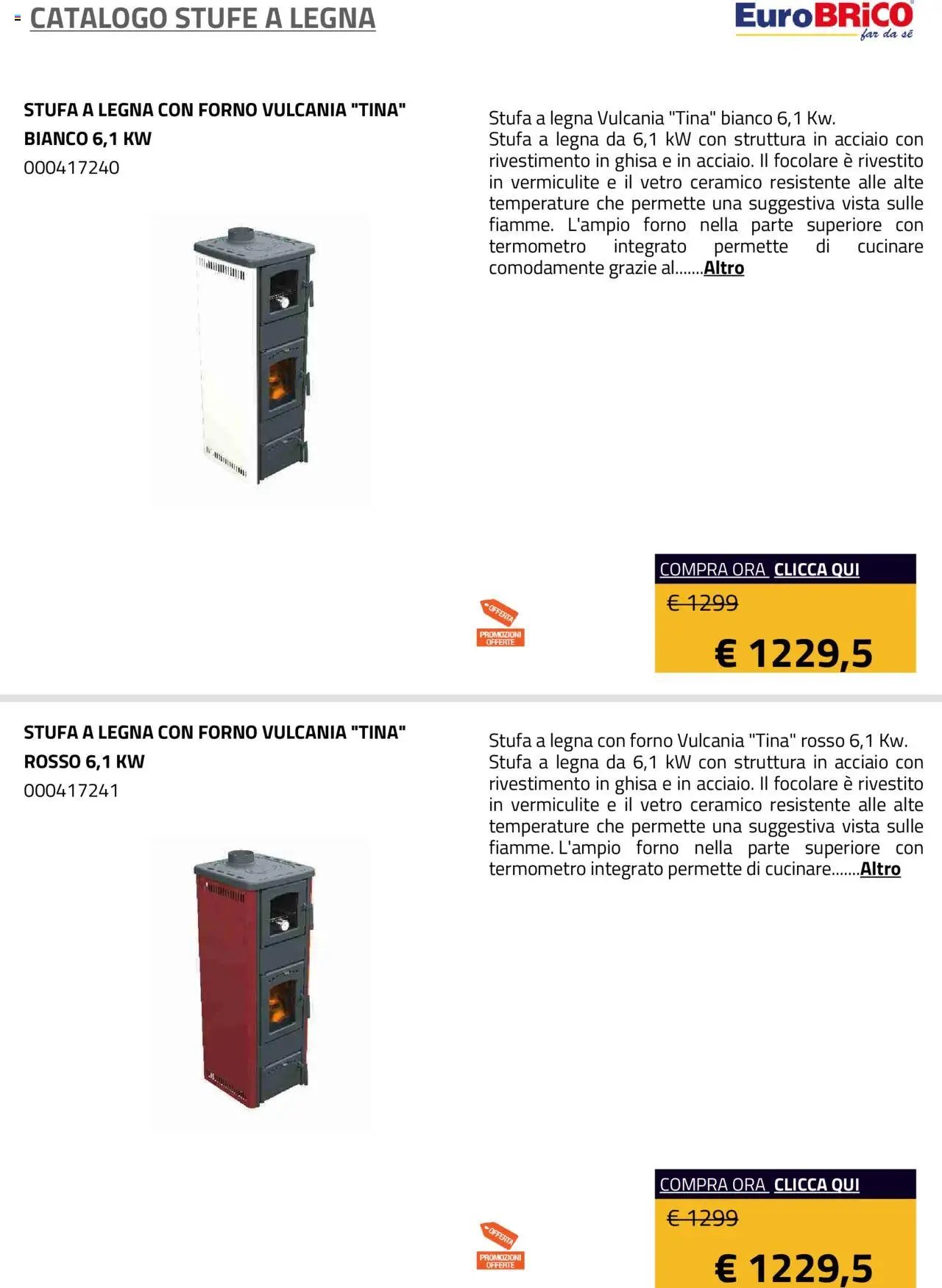 Eurobrico Stufe a Legna catalogo