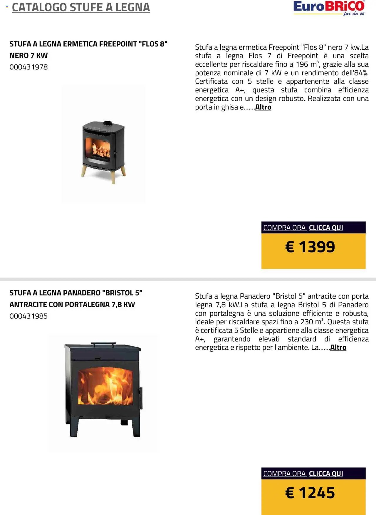 Eurobrico Stufe a Legna catalogo