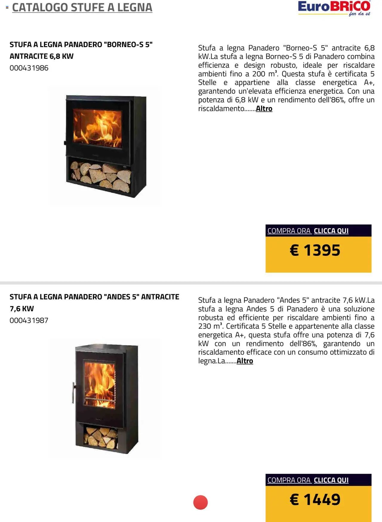 Eurobrico Stufe a Legna catalogo