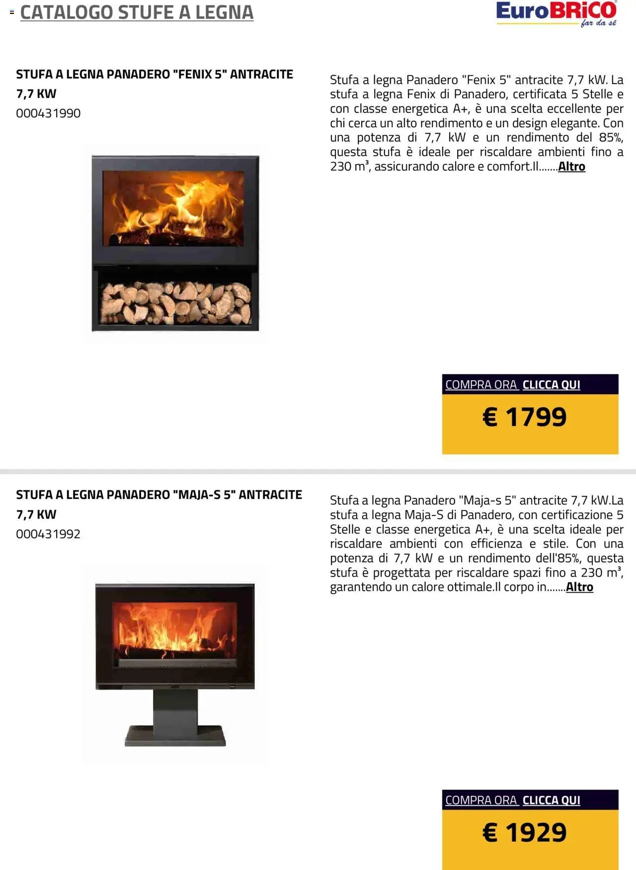 Eurobrico Stufe a Legna catalogo