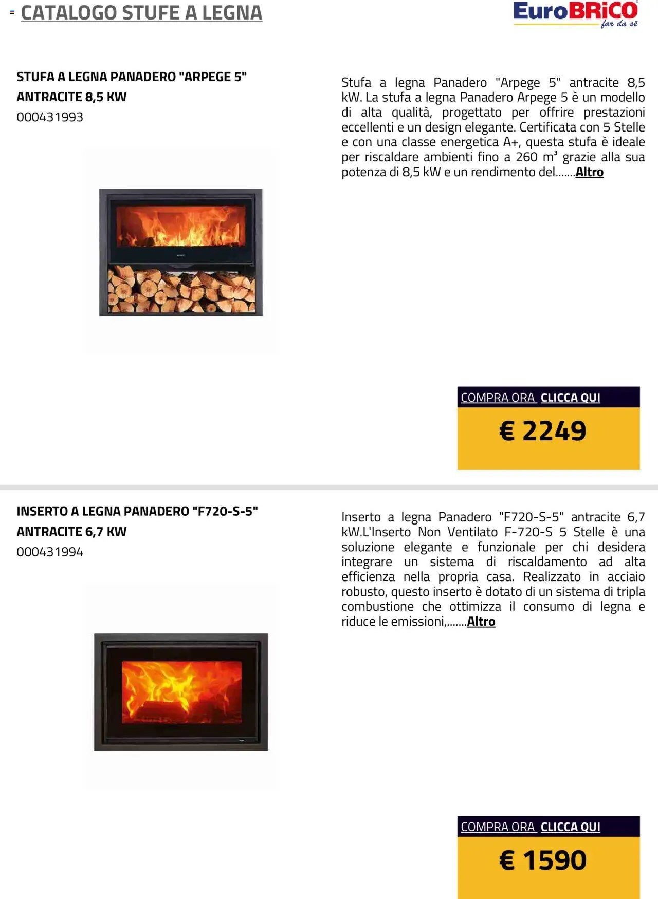 Eurobrico Stufe a Legna catalogo