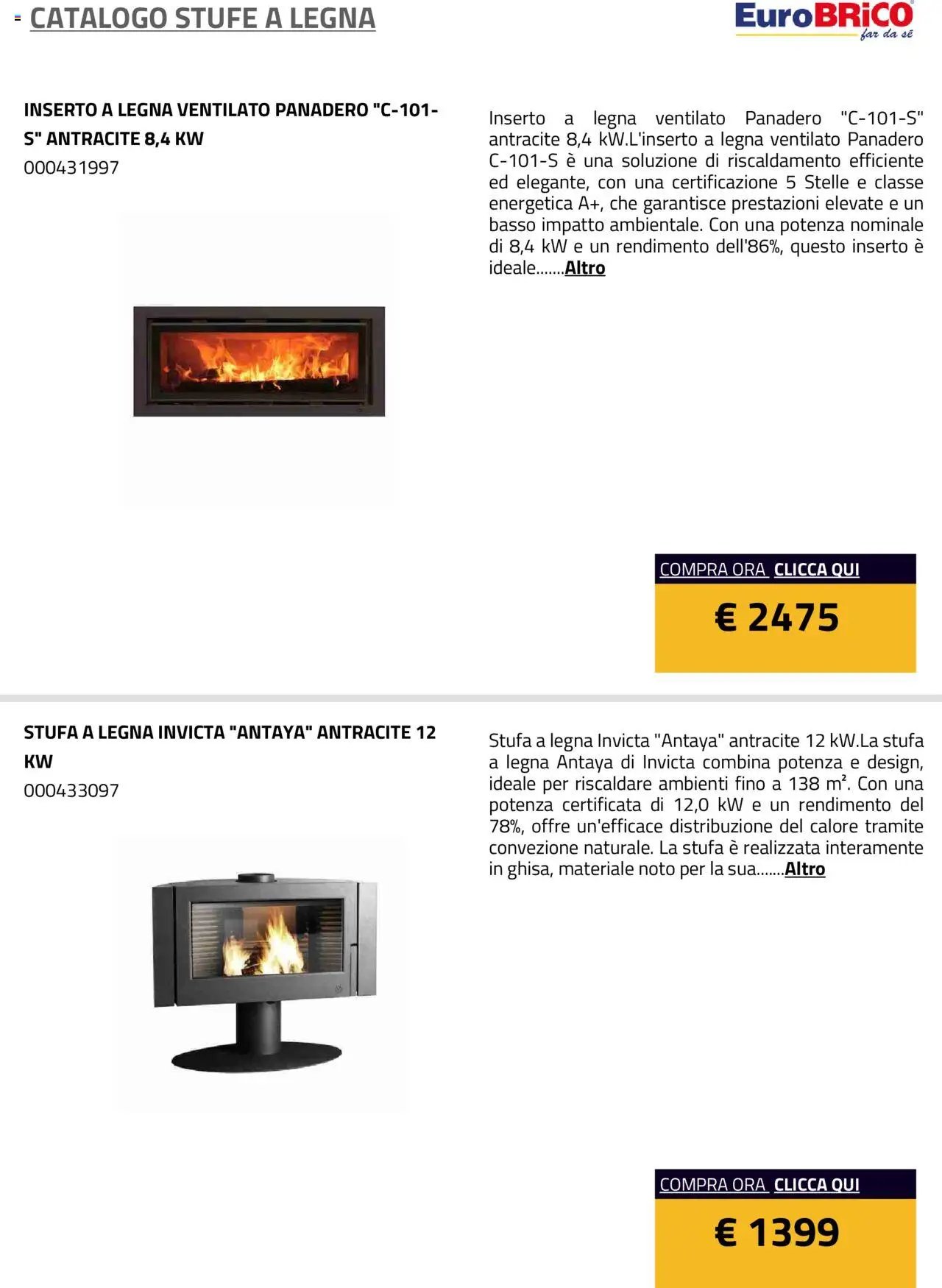 Eurobrico Stufe a Legna catalogo