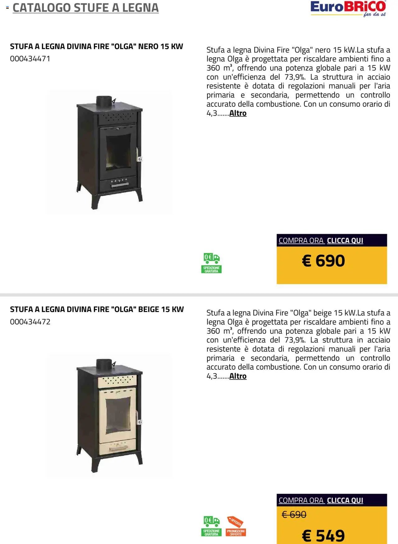 Eurobrico Stufe a Legna catalogo