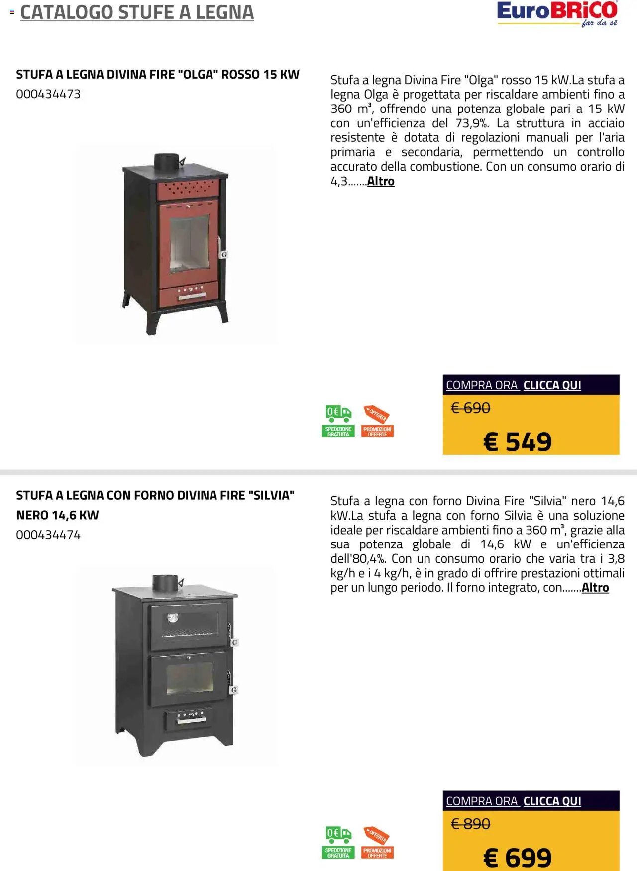 Eurobrico Stufe a Legna catalogo