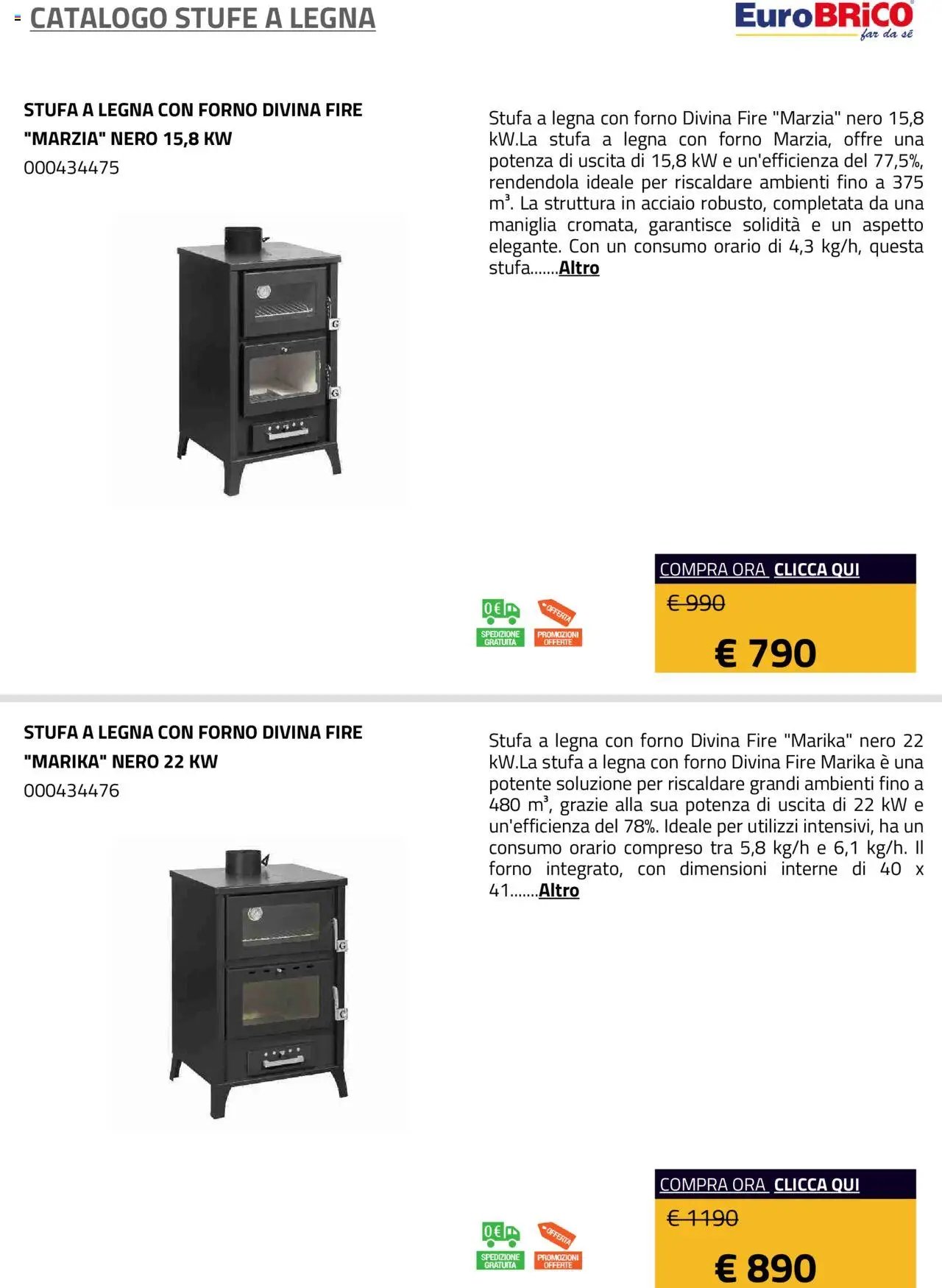 Eurobrico Stufe a Legna catalogo